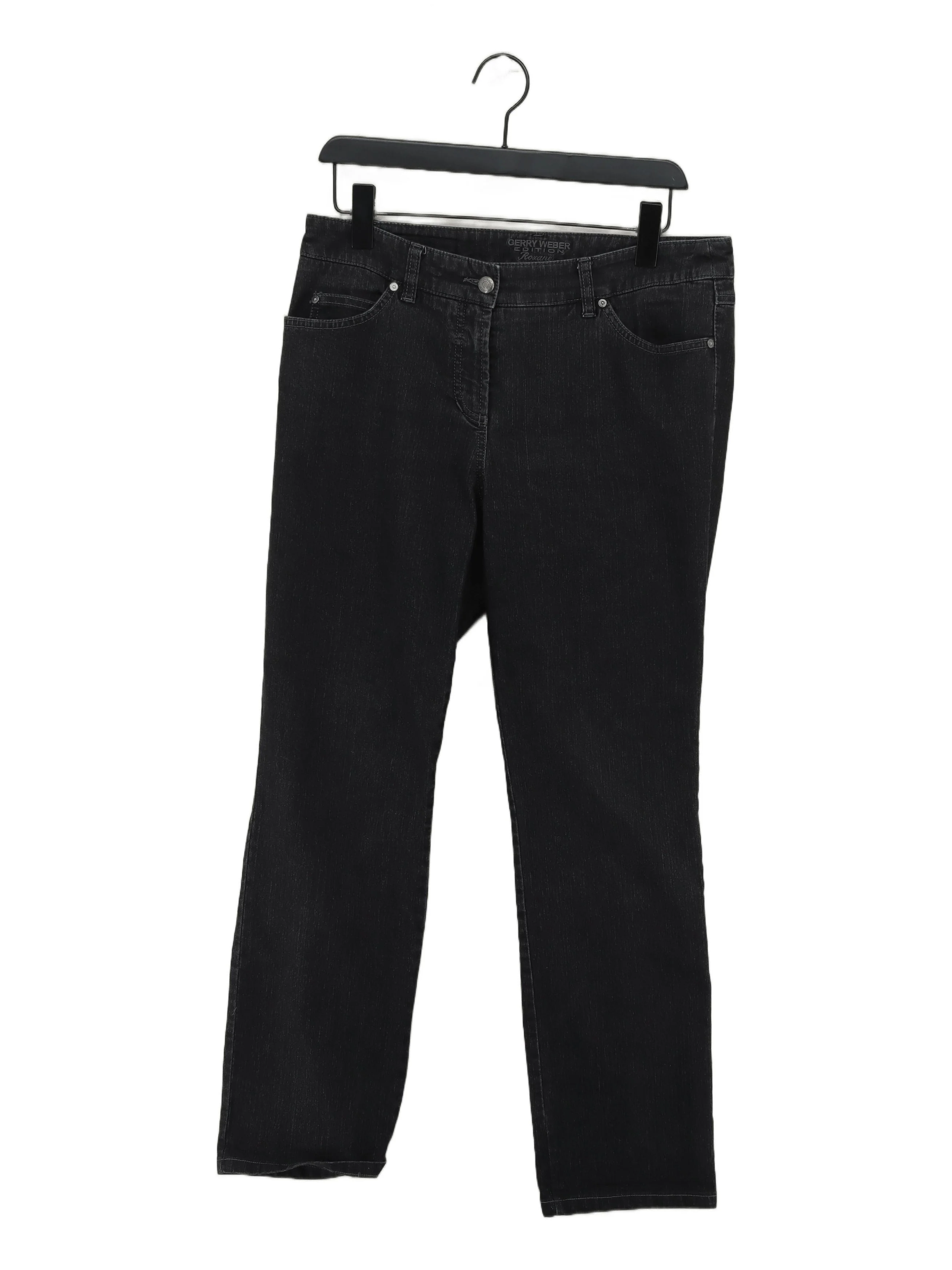 Gerry Weber Women's Jeans UK 14 Black Polyester with Cotton Straight