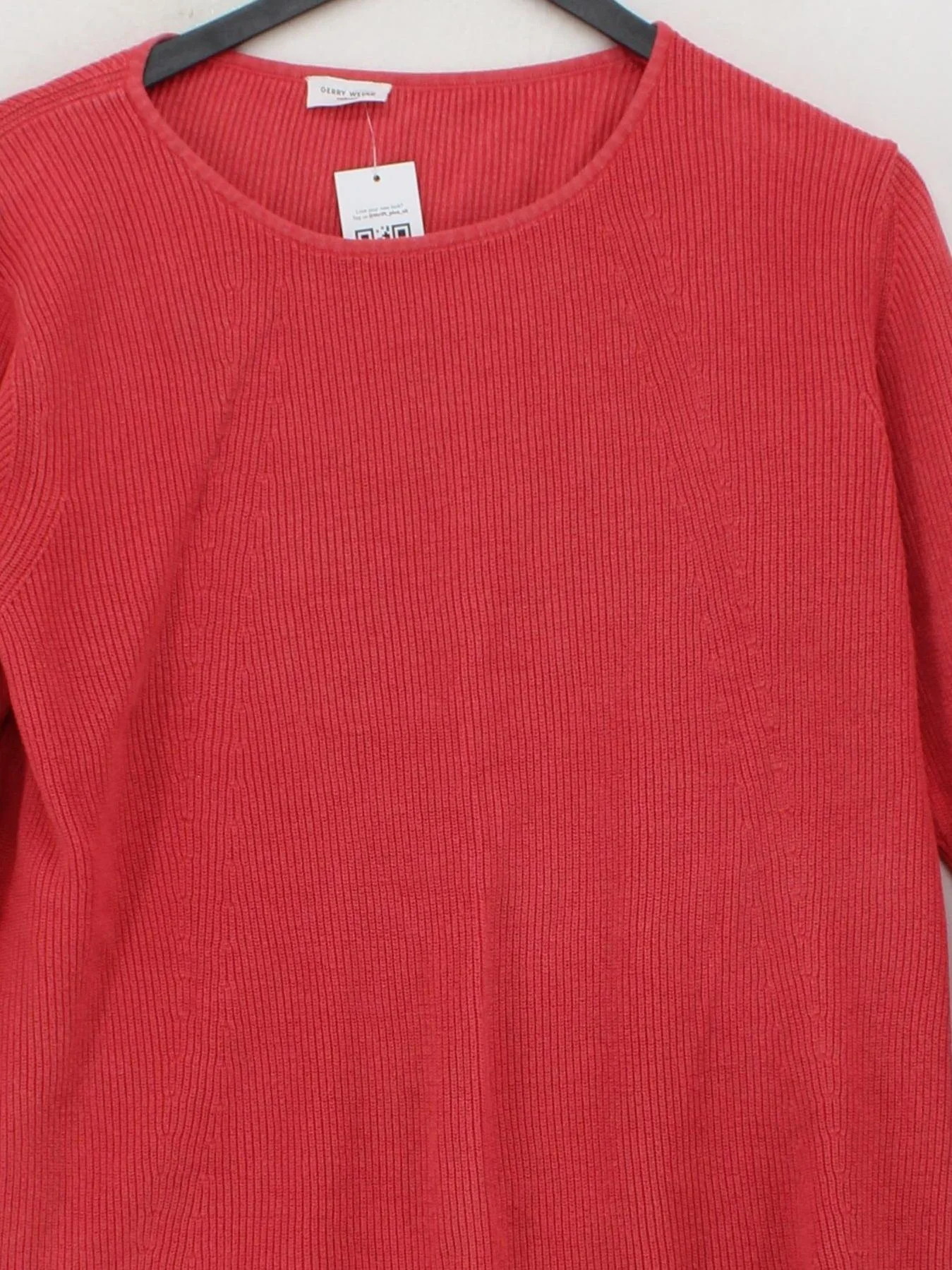 Gerry Weber Women's Jumper UK 12 Red 100% Cotton Crew Neck Pullover - Image 3