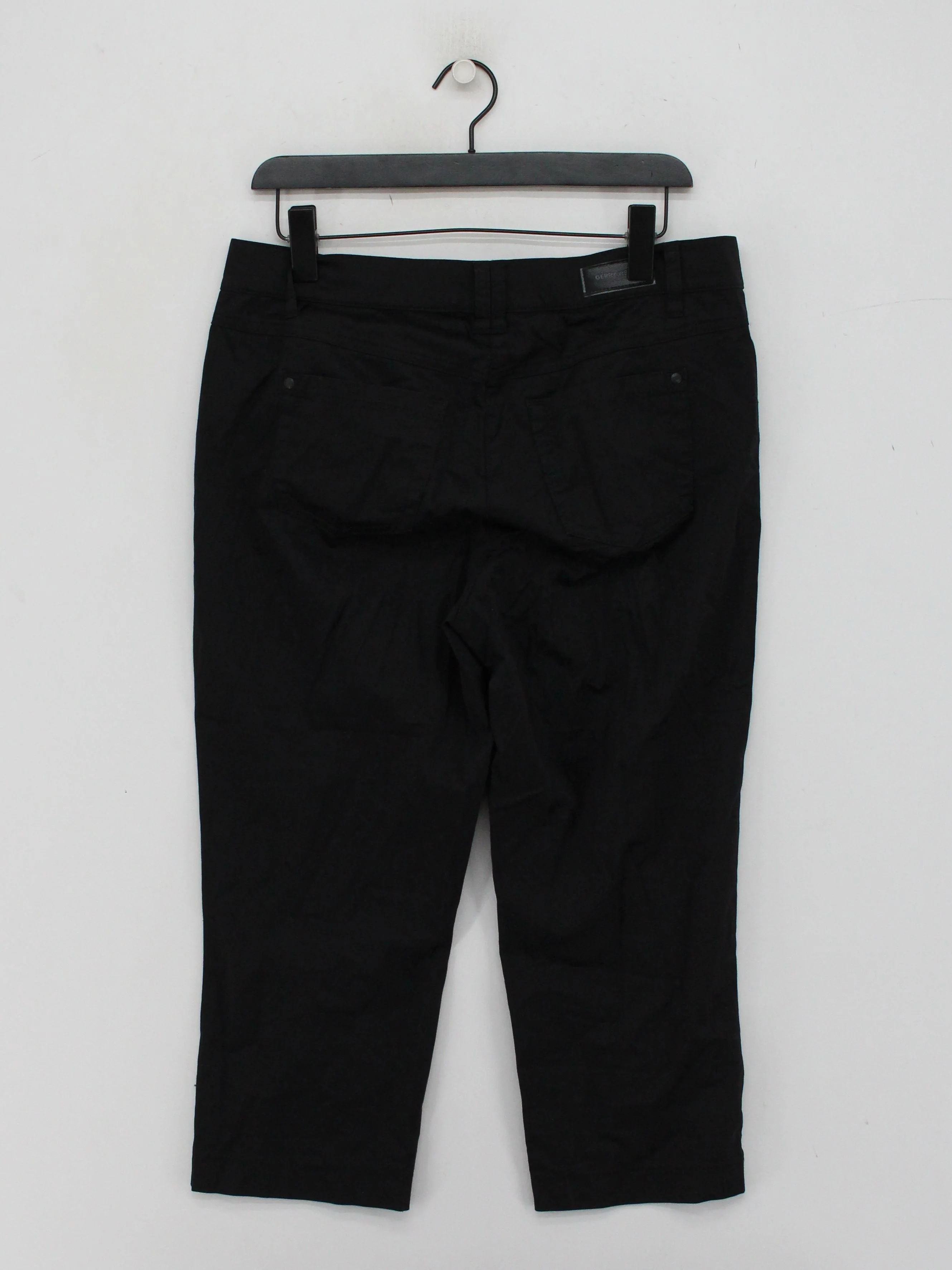 Gerry Weber Women's Trousers UK 16 Black Cotton with Elastane Straight Capri - Image 2