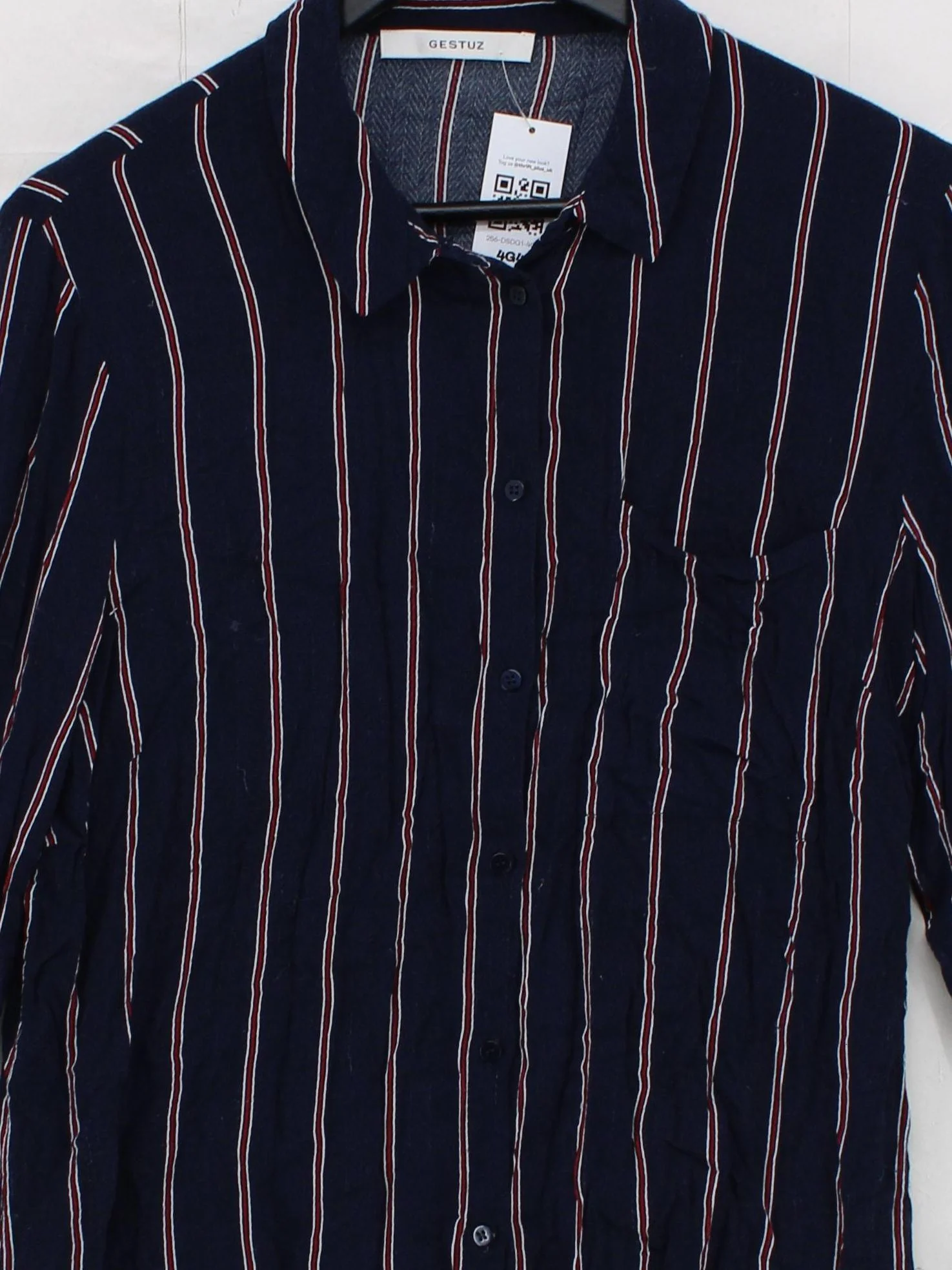 Gestuz Women's Shirt S Blue Striped 100% Other Long Sleeve Collared Basic - Image 3