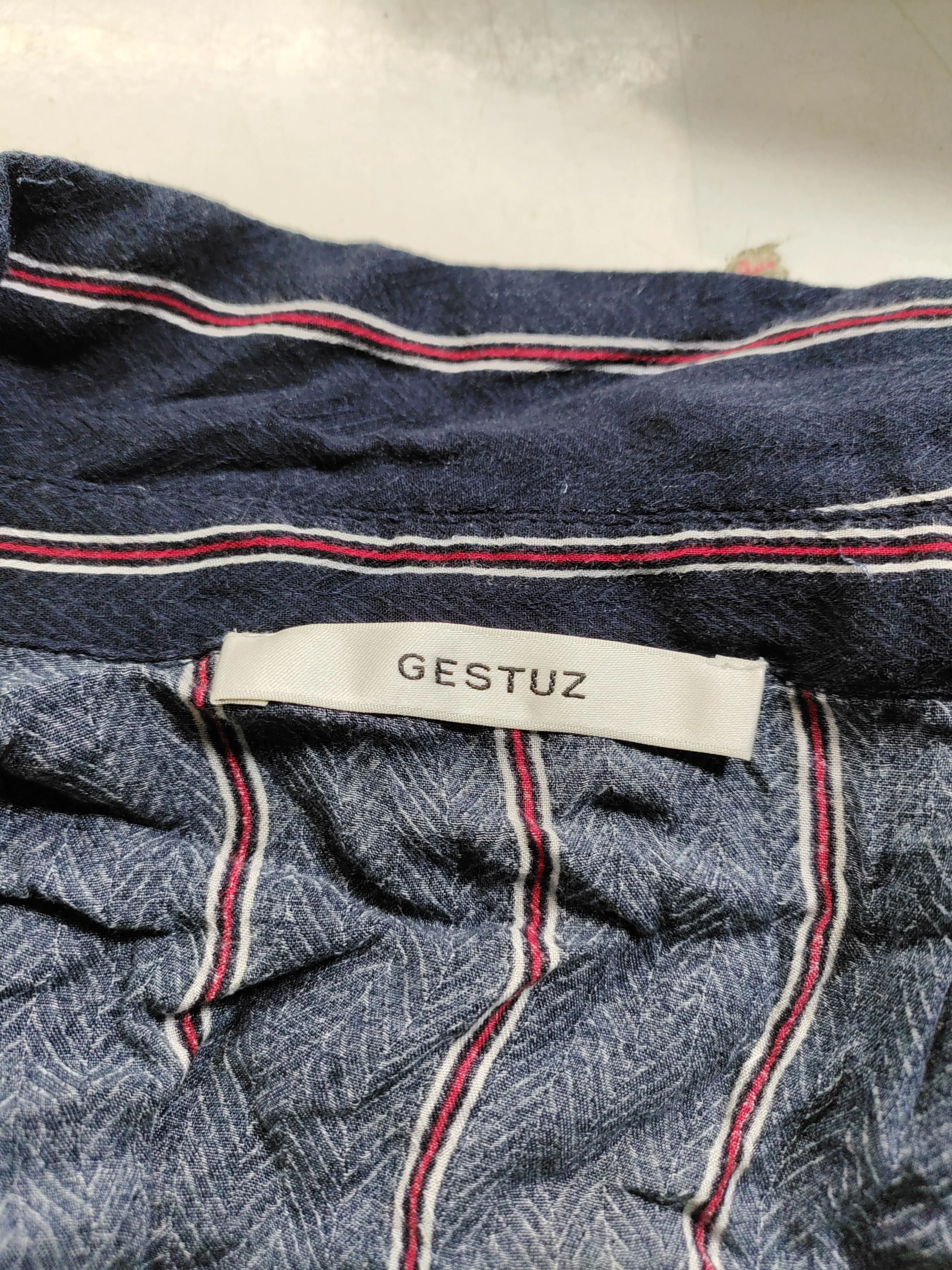 Gestuz Women's Shirt S Blue Striped 100% Other Long Sleeve Collared Basic - Image 5
