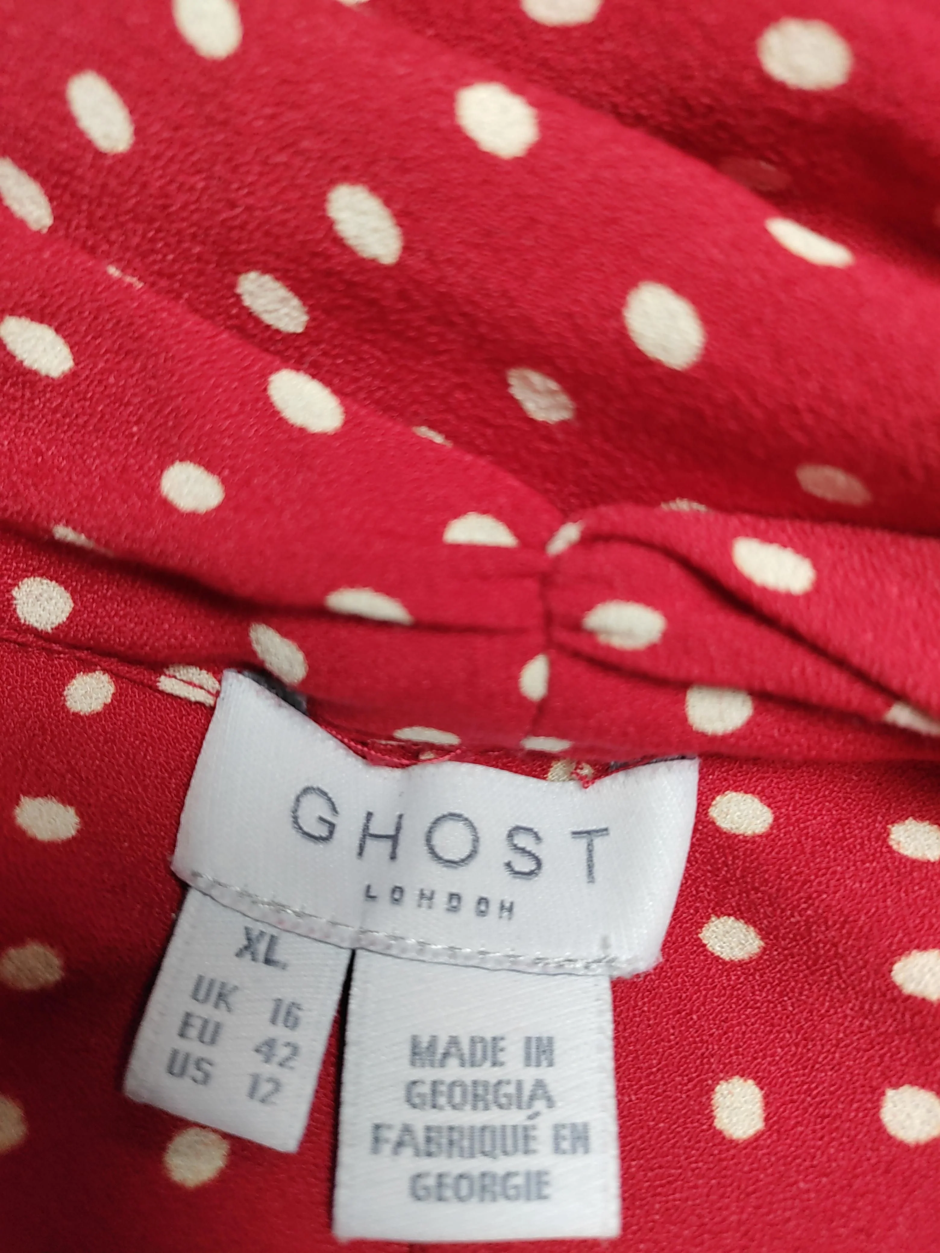 Ghost London Wrap Midi Dress UK16 in Red - Image 5