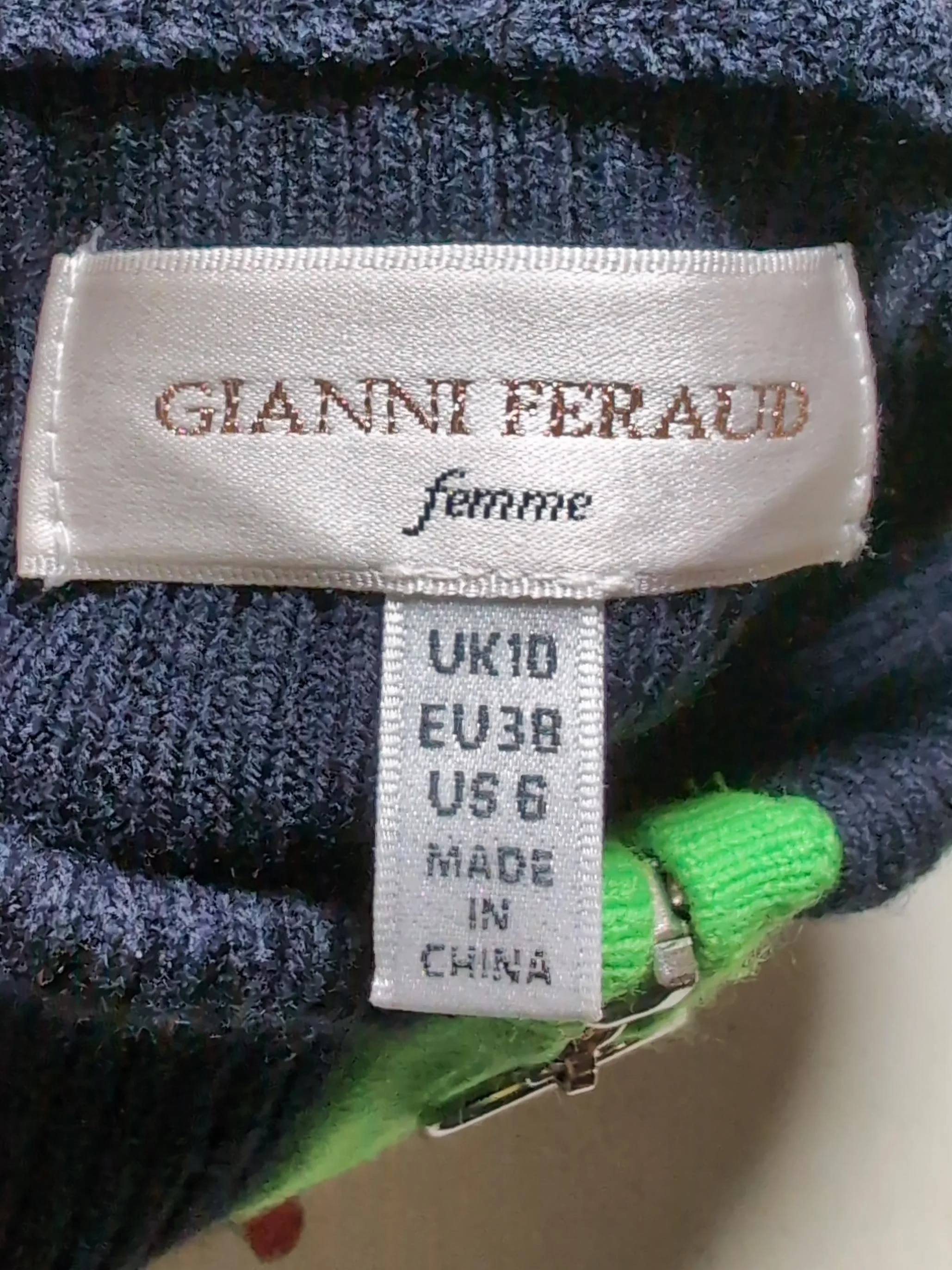 Gianni Feraud Women's Jumper UK 10 Blue 100% Acrylic High Neck Pullover - Image 5