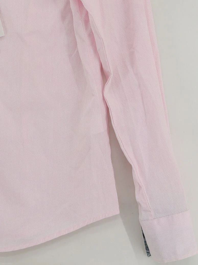 Gianni Feraud Women's Shirt UK 10 Pink 100% Cotton Long Sleeve Collared Basic - Image 4