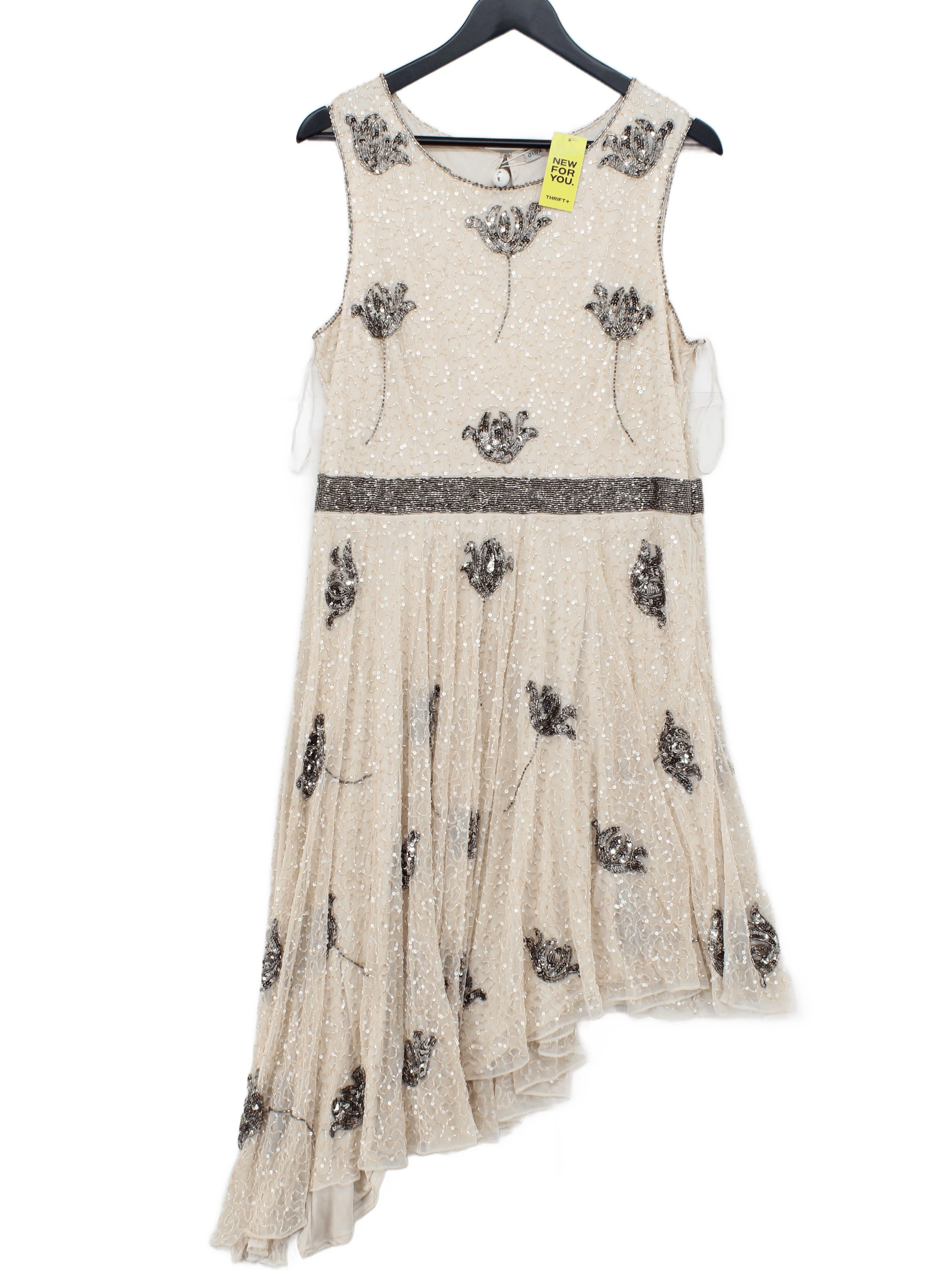Gina Bacconi Skater Midi Dress UK18 in Cream