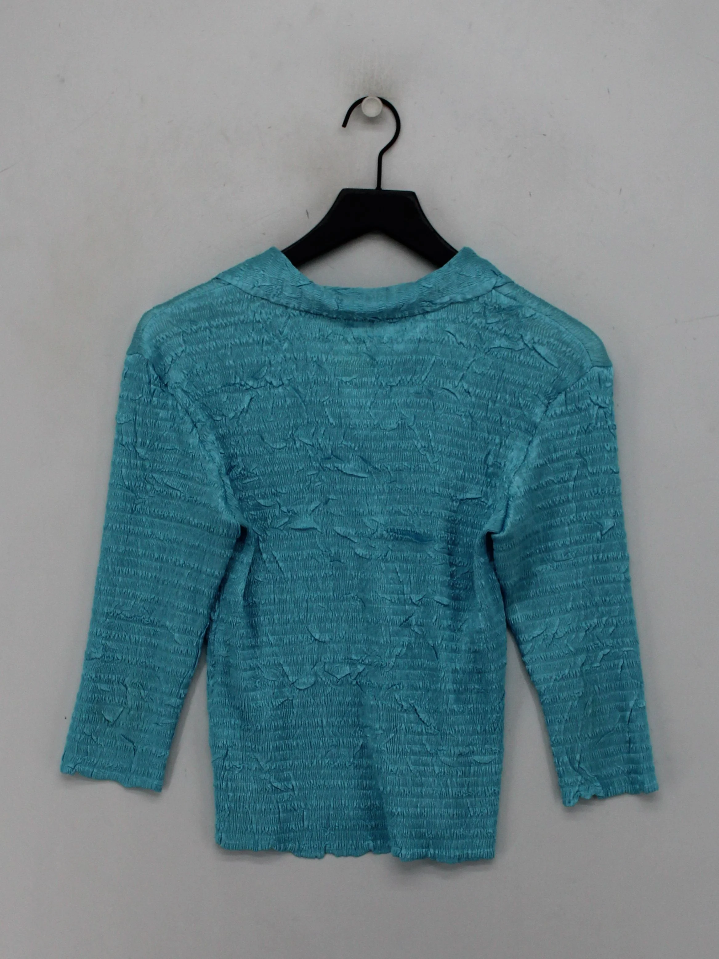 Gina Bacconi Women's Shirt M Blue 100% Other 3/4 Sleeve Collared Basic - Image 2