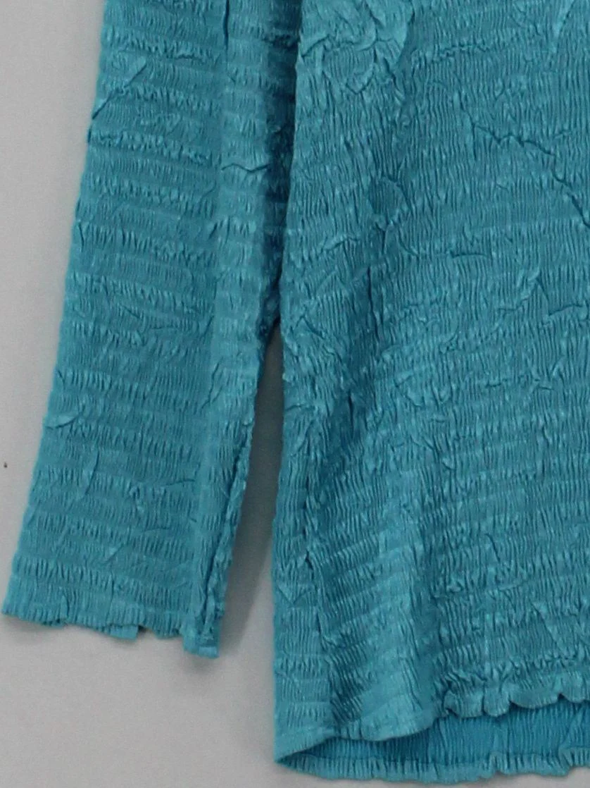 Gina Bacconi Women's Shirt M Blue 100% Other 3/4 Sleeve Collared Basic - Image 4