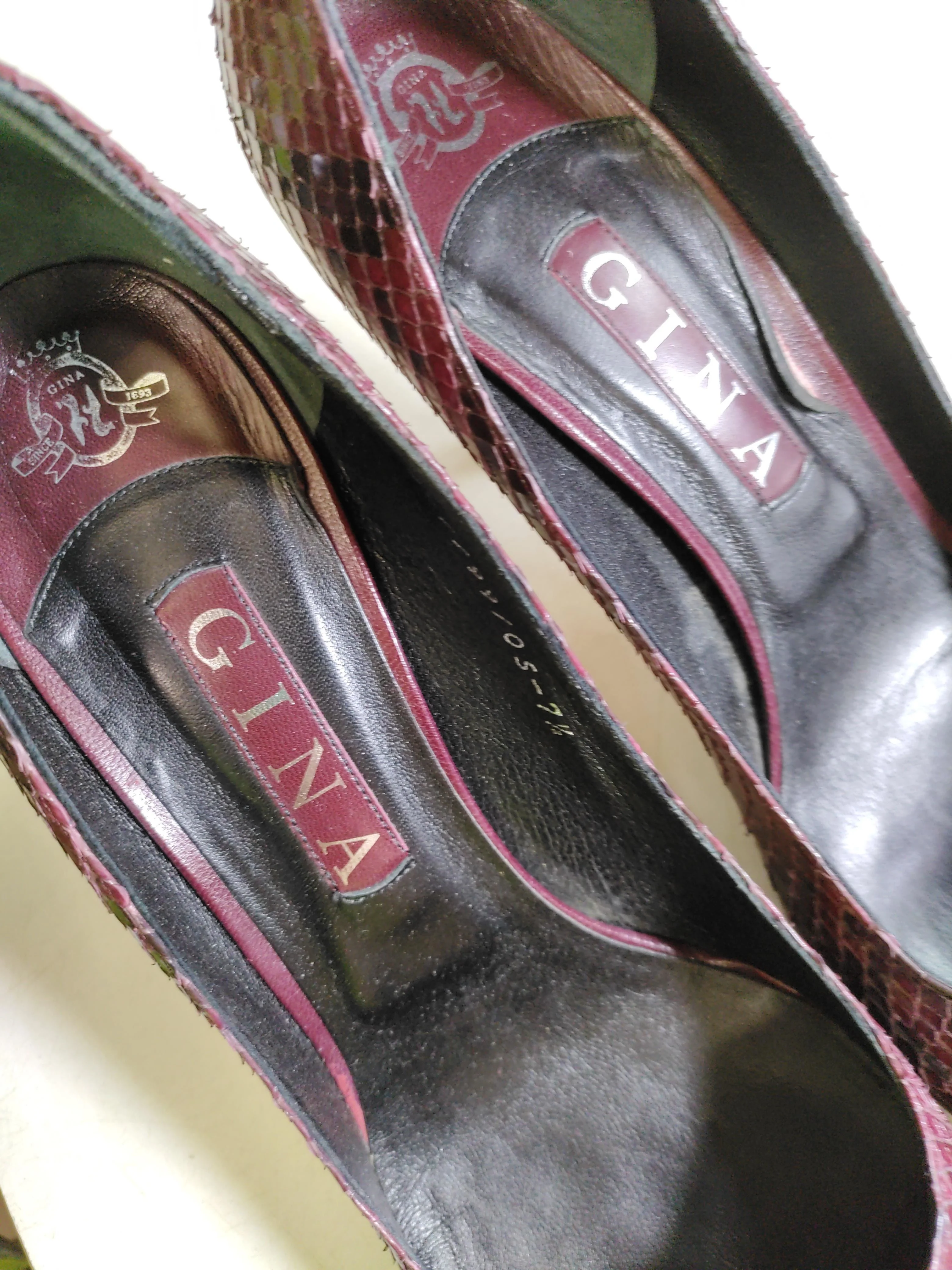 Gina Women's Heels UK 7.5 Red Animal Print Animal Fur with Leather Court - Image 9