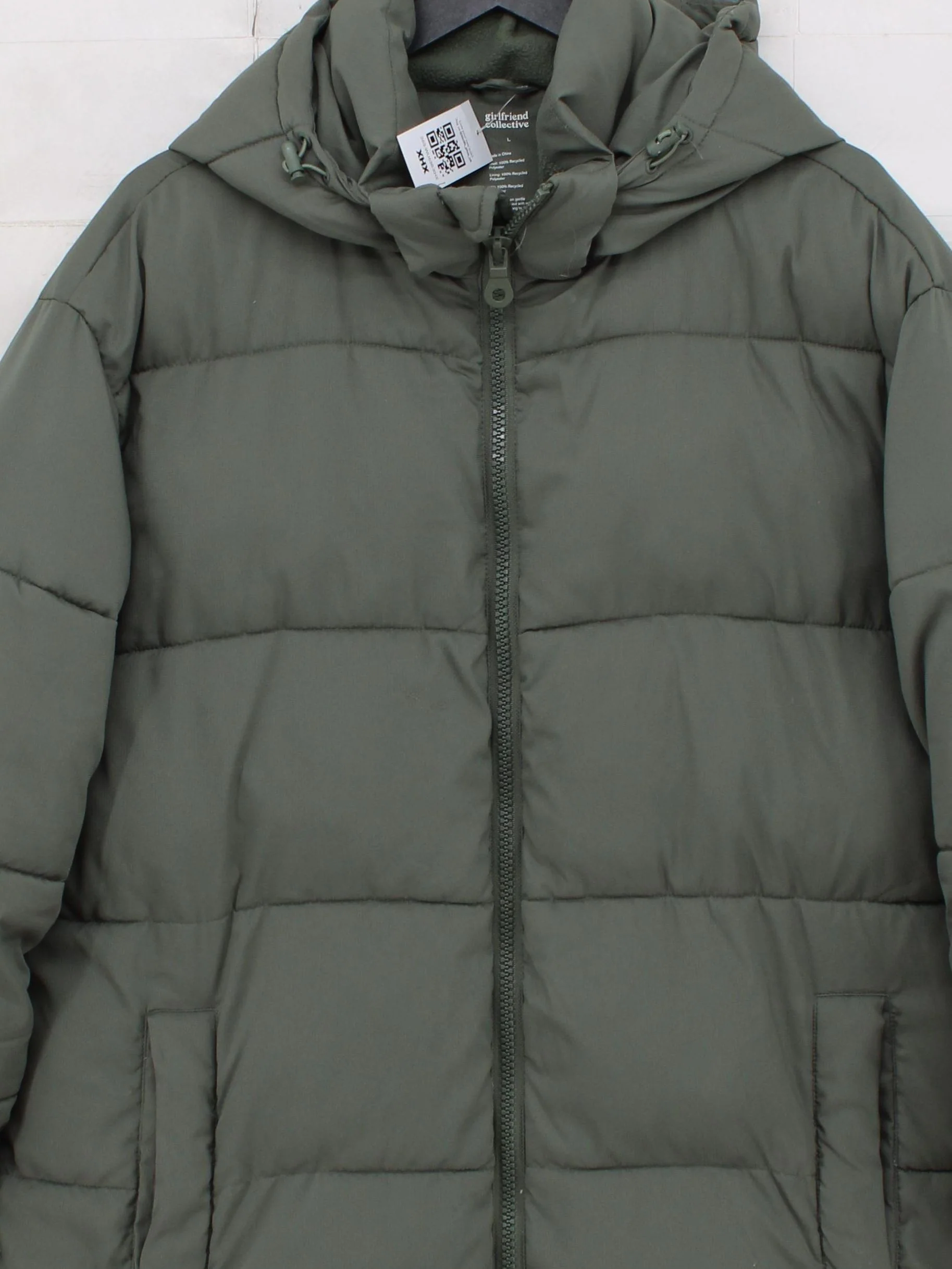 Girlfriend Collective Women's Coat L Green 100% Polyester Puffer Jacket - Image 3