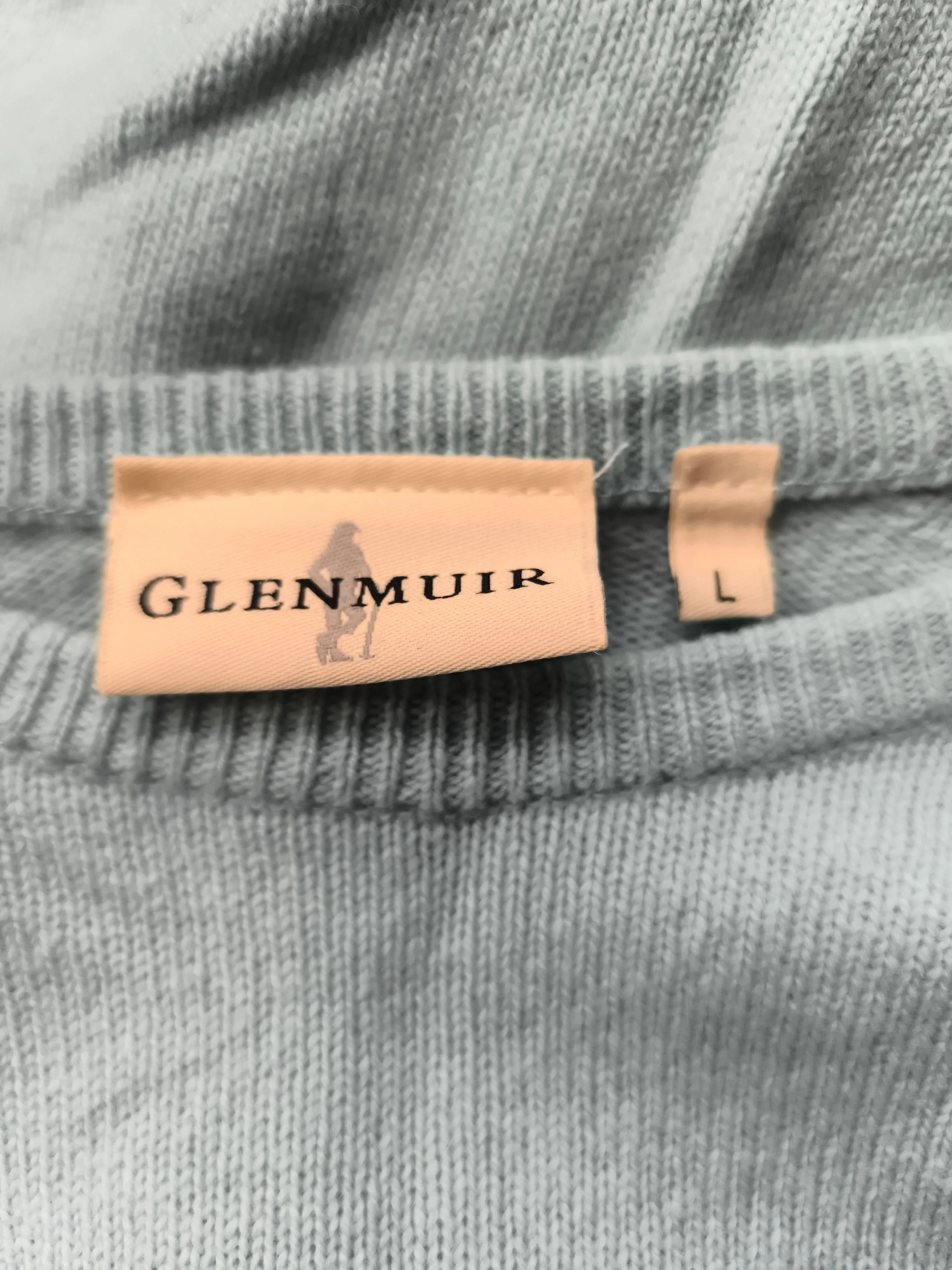 Glenmuir Men's Jumper L Blue 100% Wool Round Neck Pullover - Image 6
