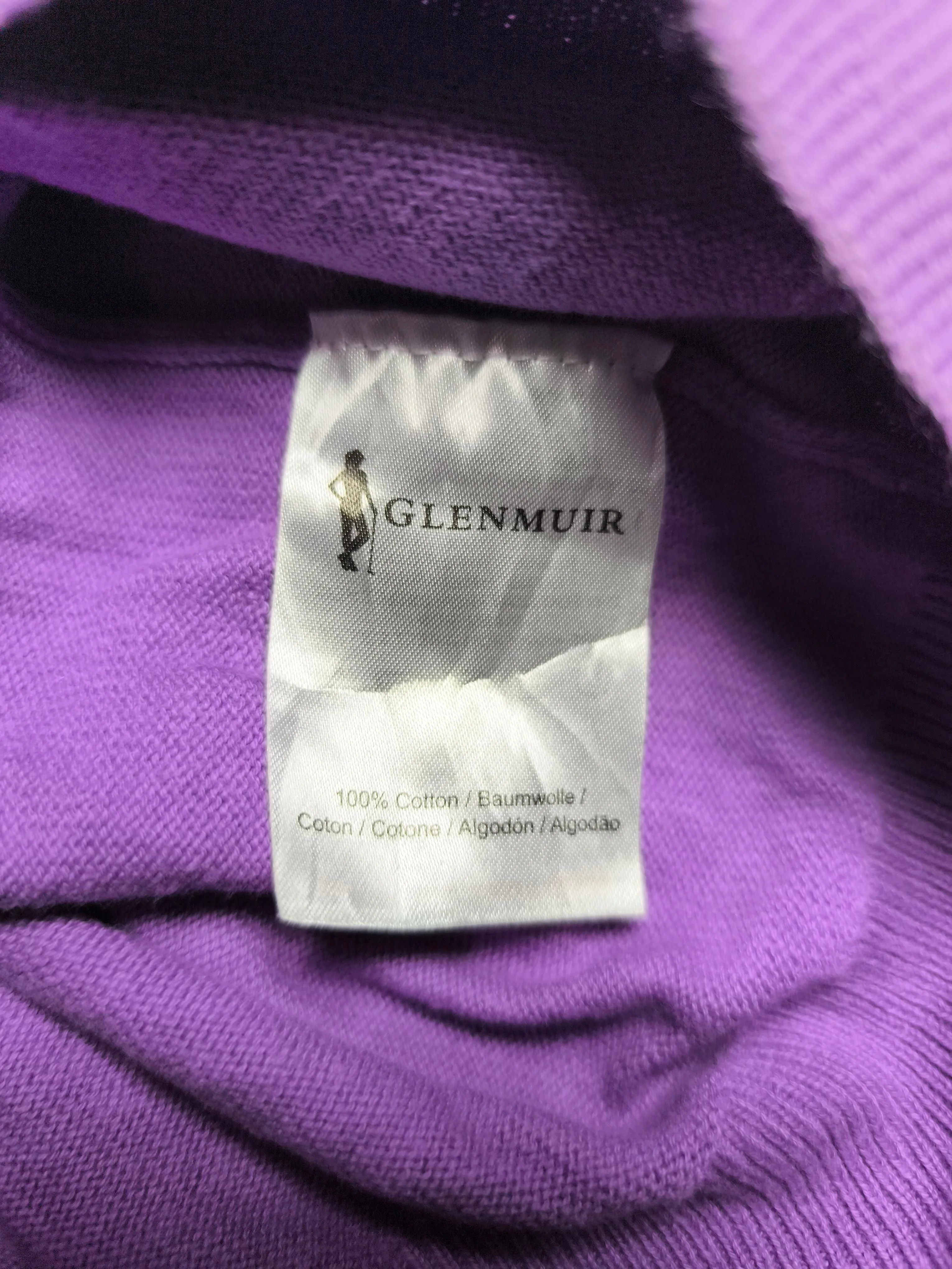 Glenmuir Men's Jumper M Purple 100% Cotton V-Neck Pullover - Image 10