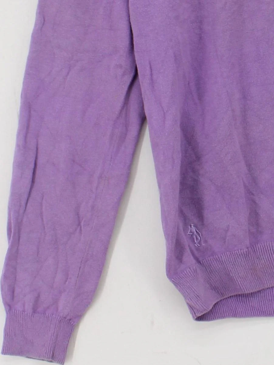 Glenmuir Men's Jumper M Purple 100% Cotton V-Neck Pullover - Image 4