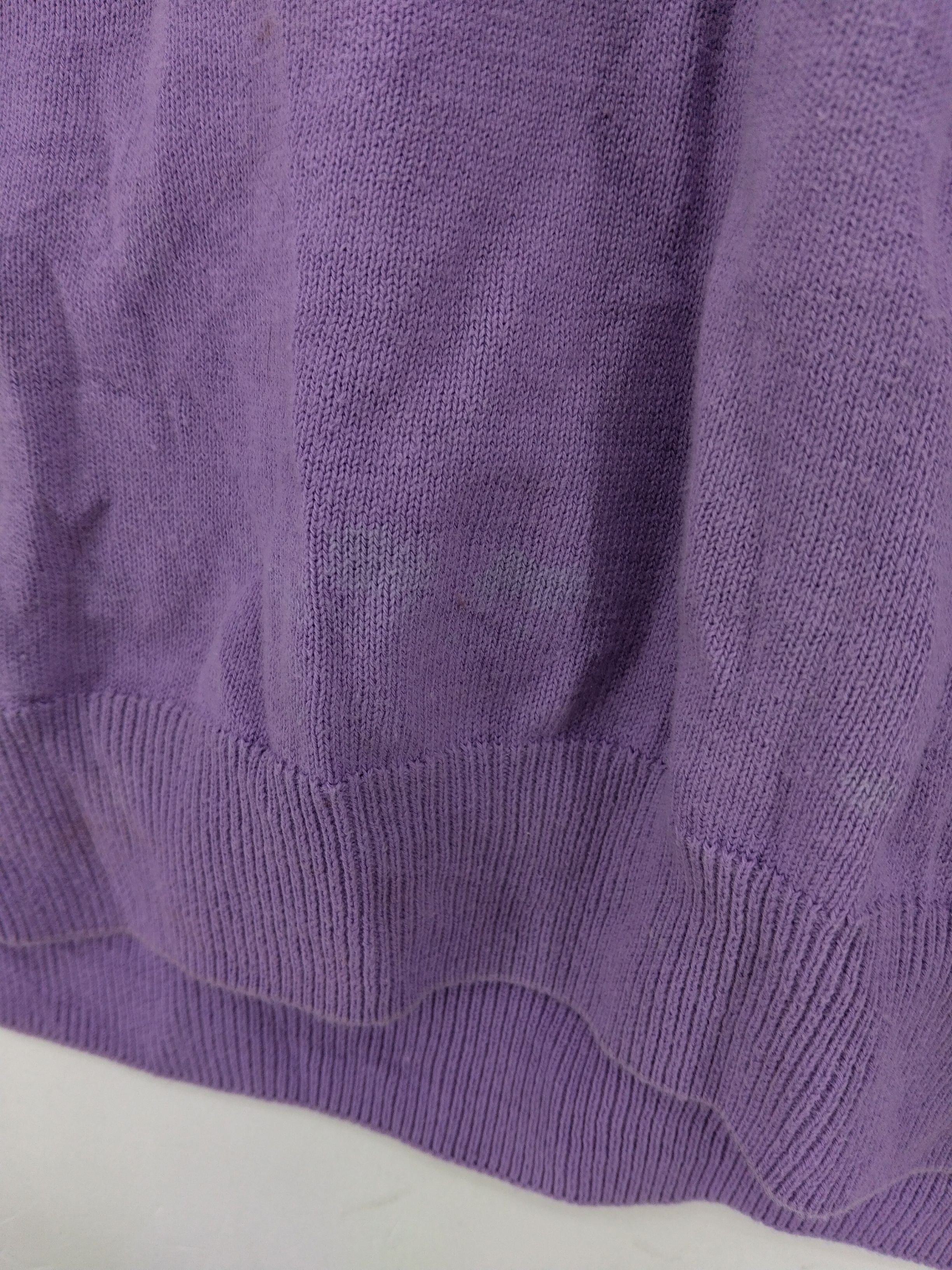 Glenmuir Men's Jumper M Purple 100% Cotton V-Neck Pullover - Image 7