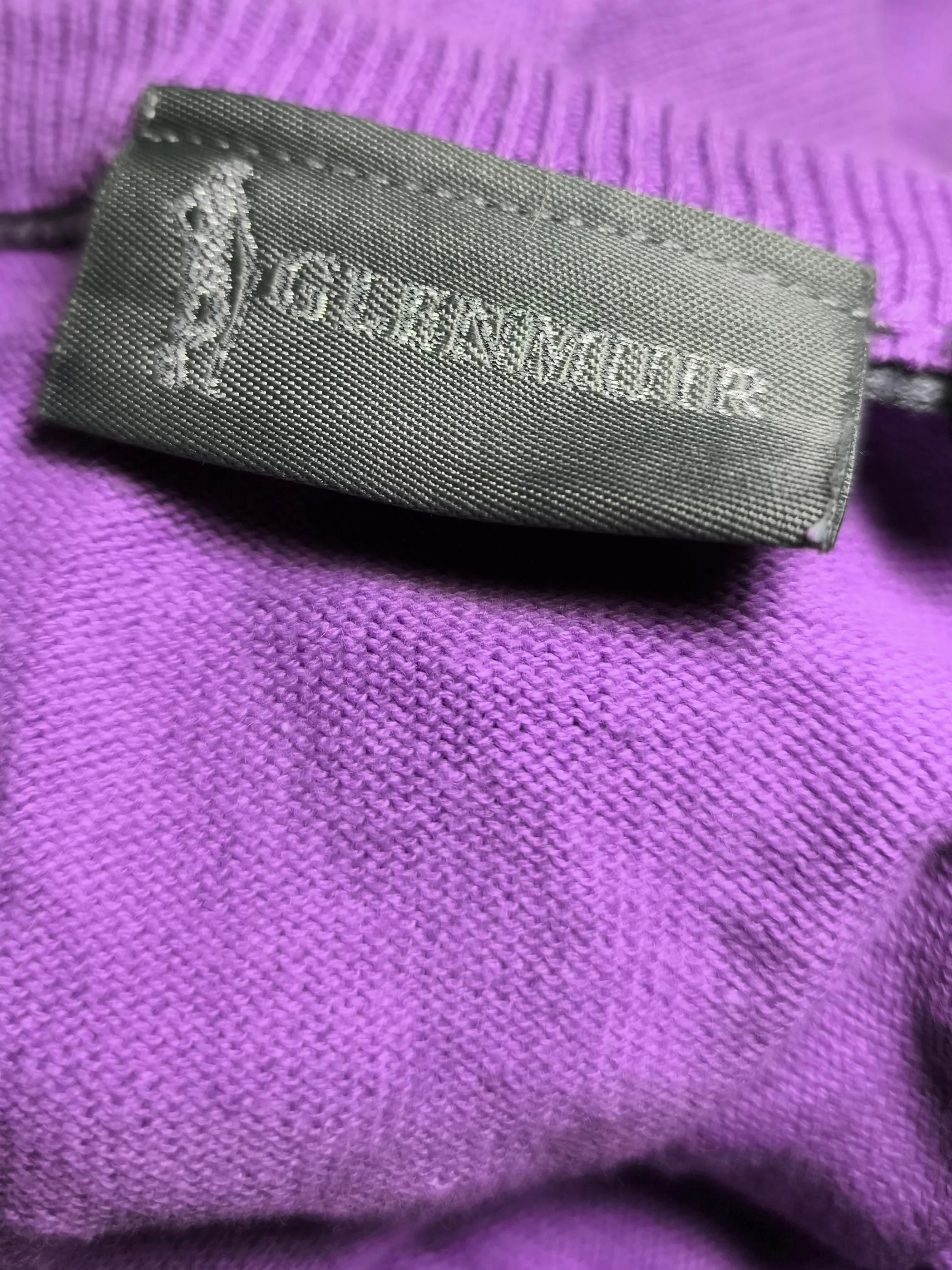Glenmuir Men's Jumper M Purple 100% Cotton V-Neck Pullover - Image 9