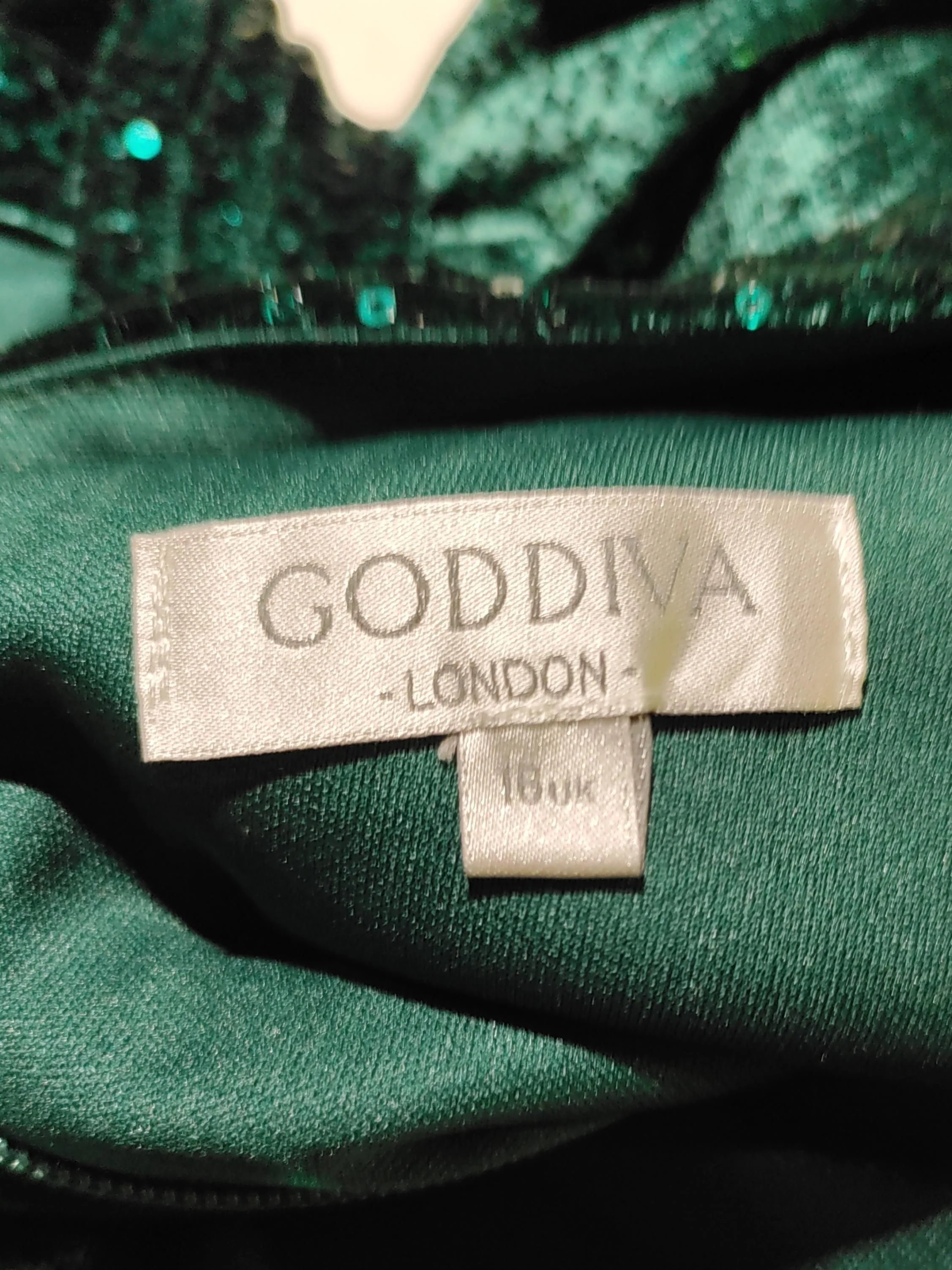 Goddiva Bodycon Maxi Dress UK16 in Green - Image 5
