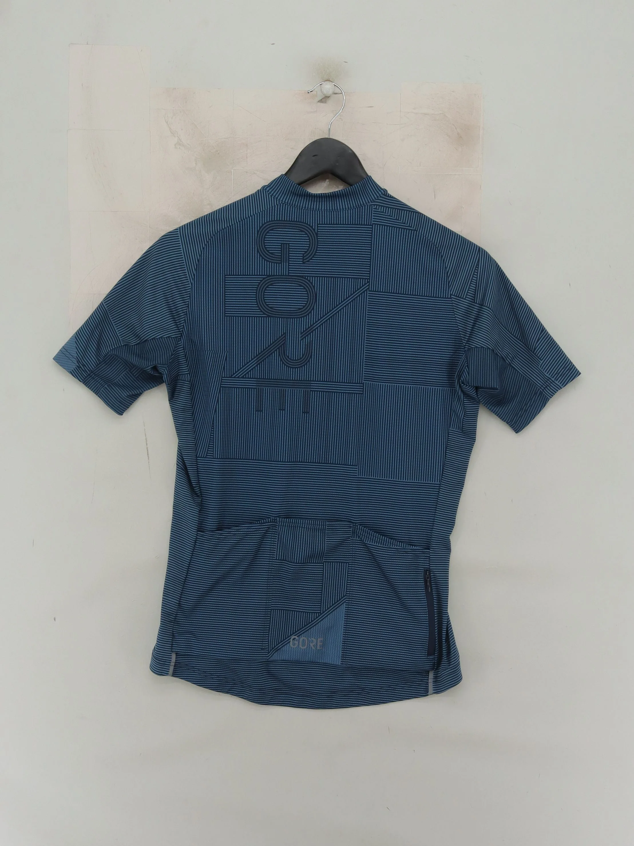 Gore Men's T-Shirt M Blue Striped Polyester with Elastane Crew Neck Basic - Image 2