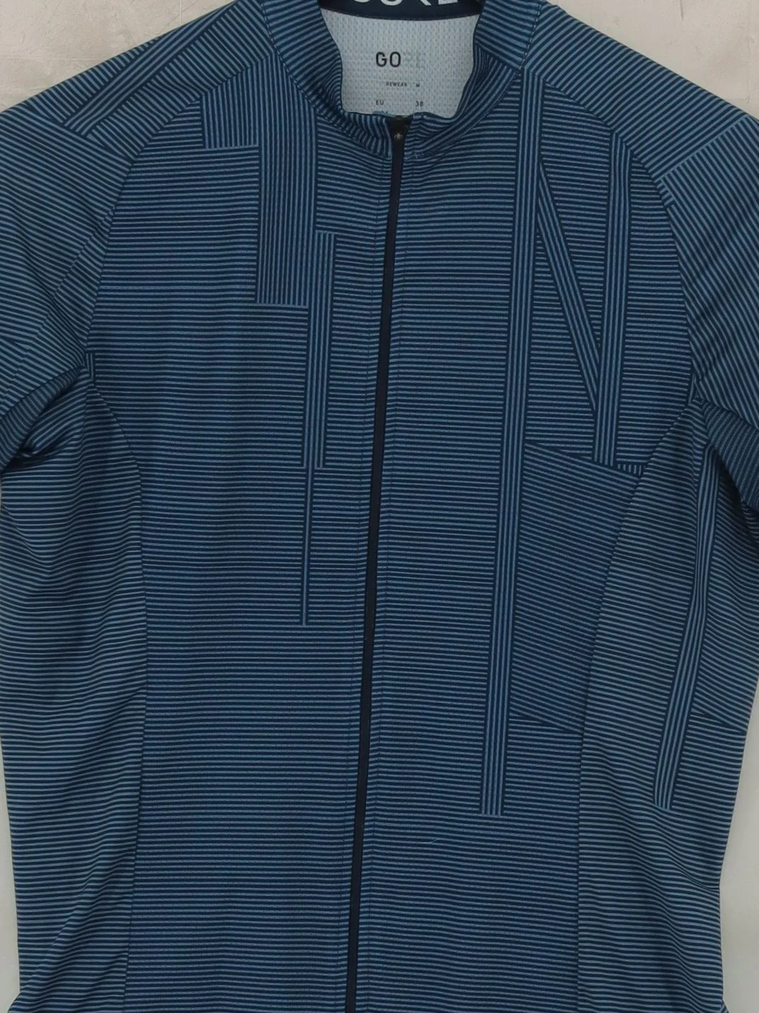 Gore Men's T-Shirt M Blue Striped Polyester with Elastane Crew Neck Basic - Image 3