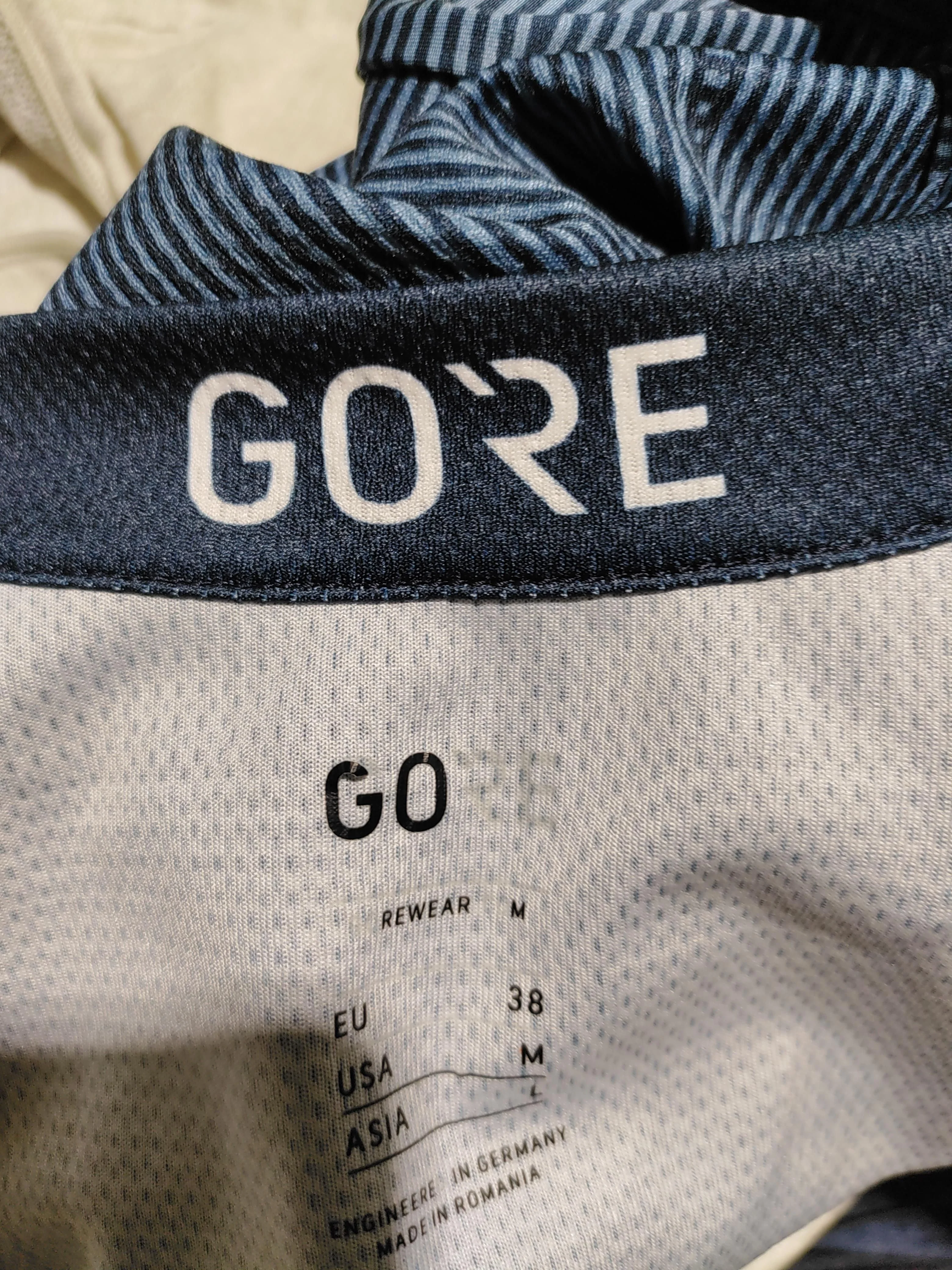 Gore Men's T-Shirt M Blue Striped Polyester with Elastane Crew Neck Basic - Image 5