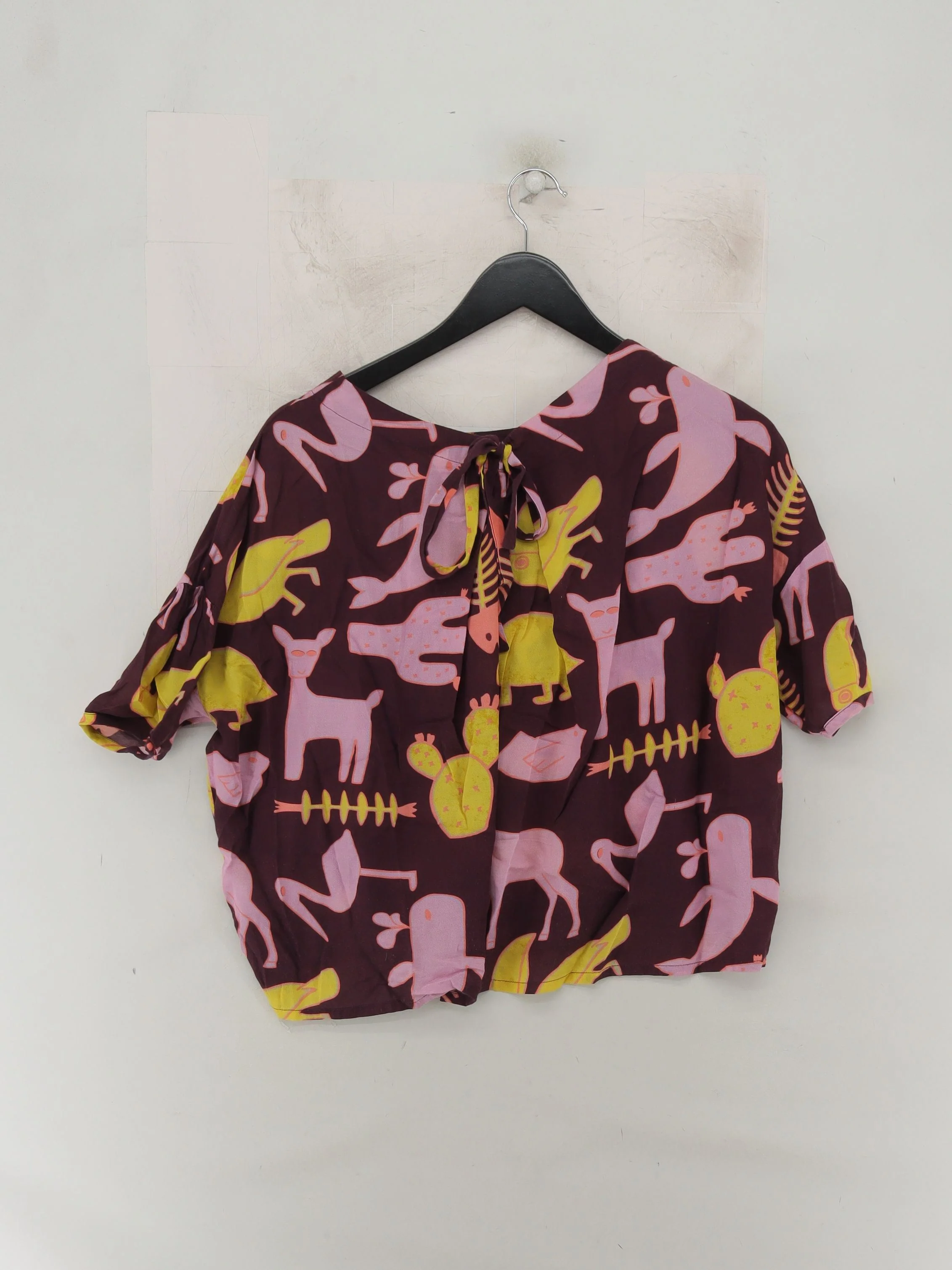 Gorman Women's Top S Multi Viscose with Cotton Short Sleeve Round Neck Basic - Image 2