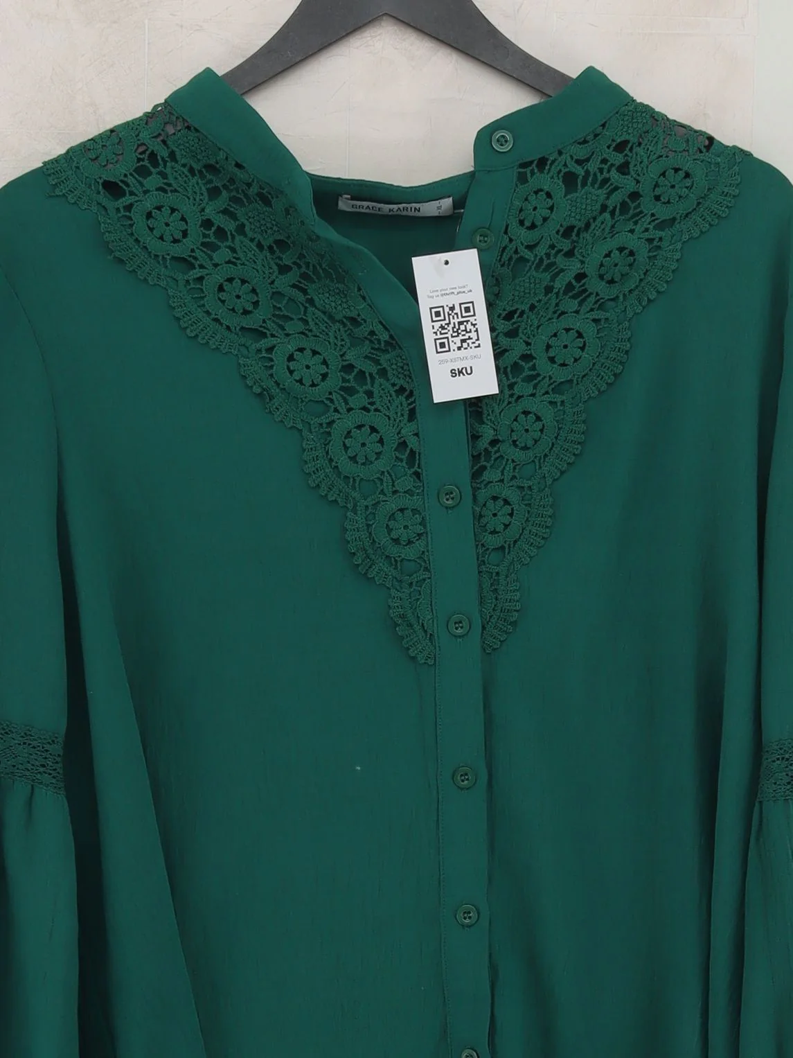 Grace Karin Women's Blouse XL Green Polyester with Viscose Basic - Image 3