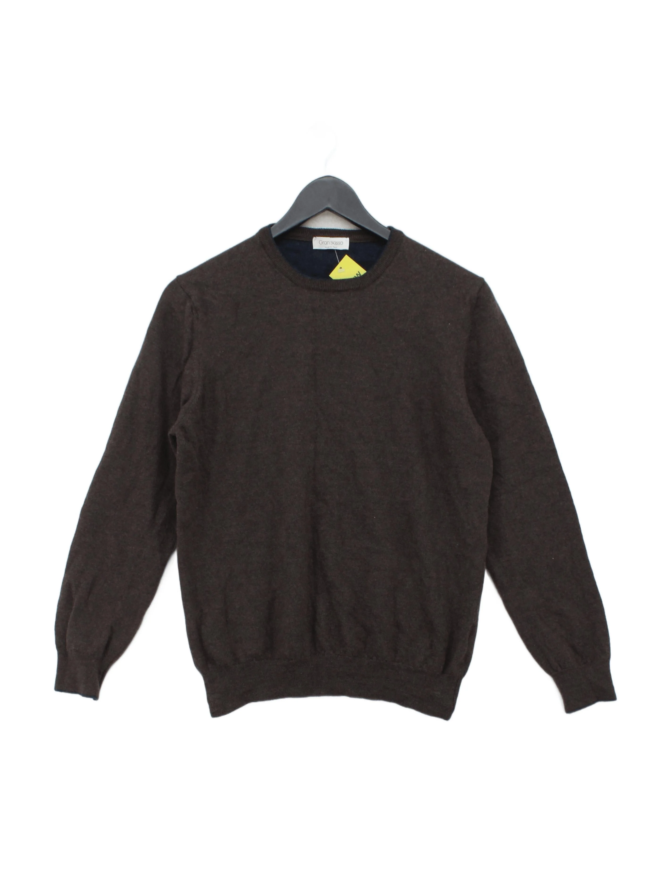 Gran Sasso Men's Jumper Chest: 36 in Brown 100% Wool Crew Neck Pullover