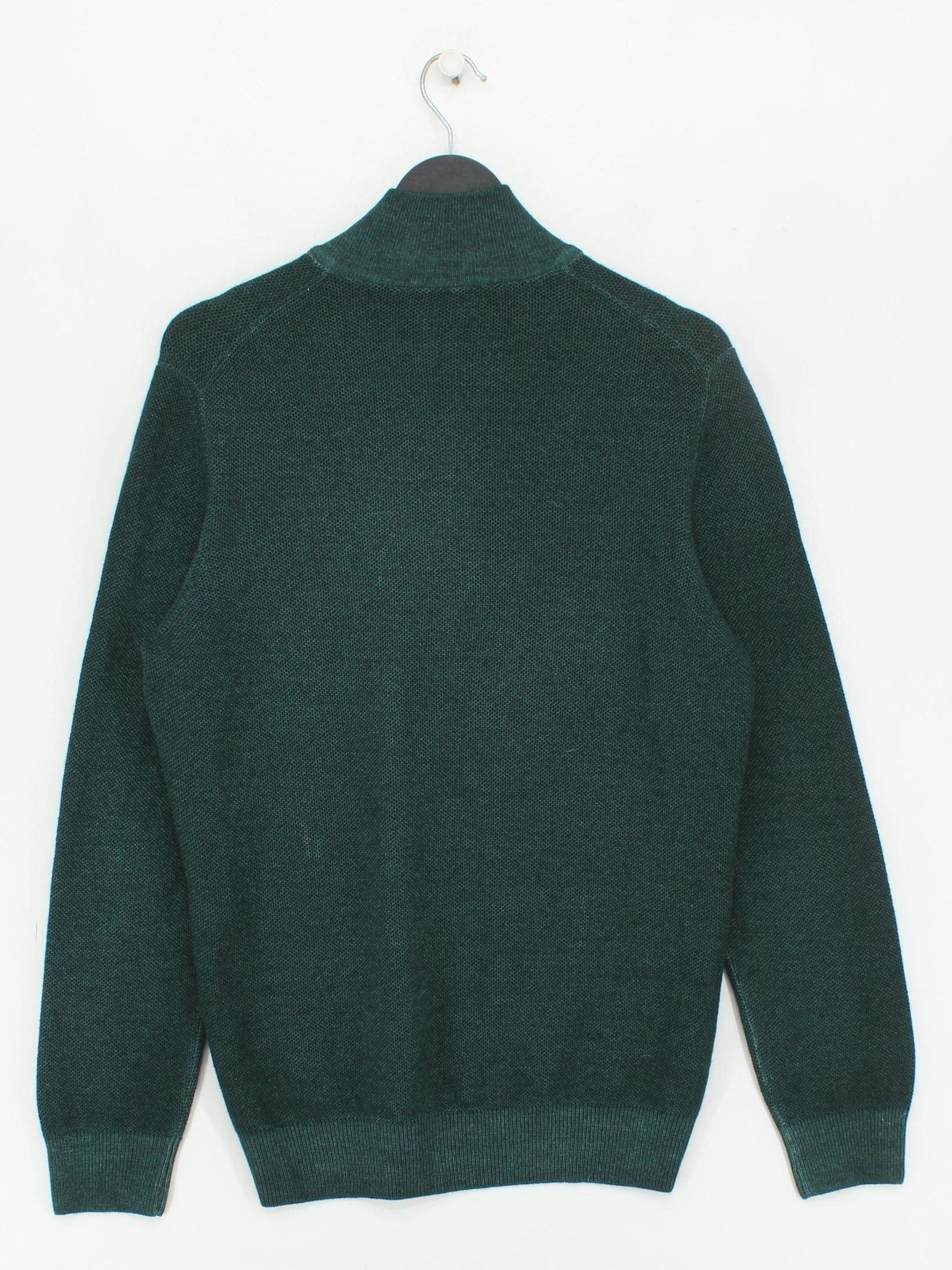 Gran Sasso Men's Jumper Chest: 40 in Green 100% Wool Mock Neck Pullover - Image 2
