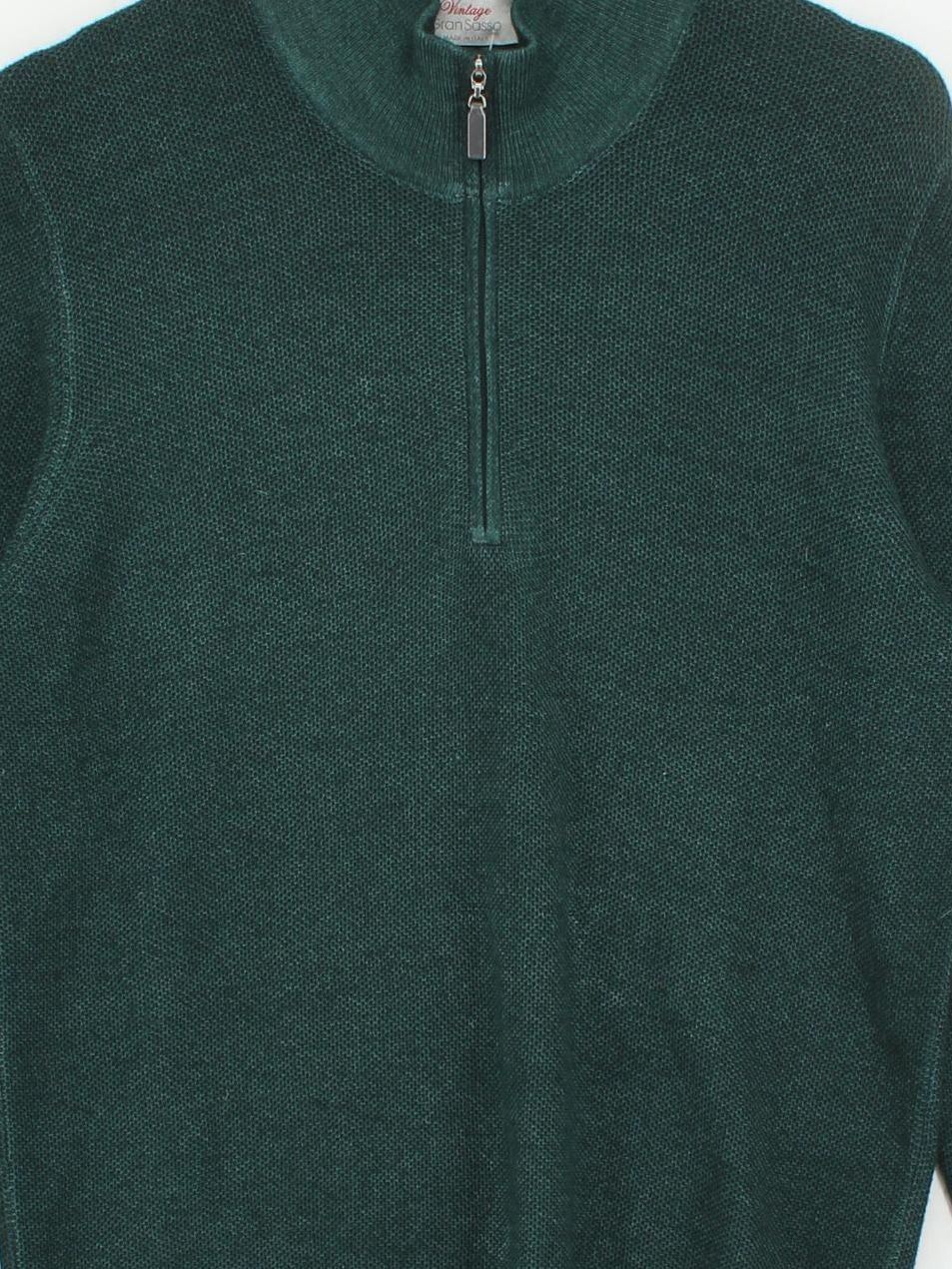 Gran Sasso Men's Jumper Chest: 40 in Green 100% Wool Mock Neck Pullover - Image 3