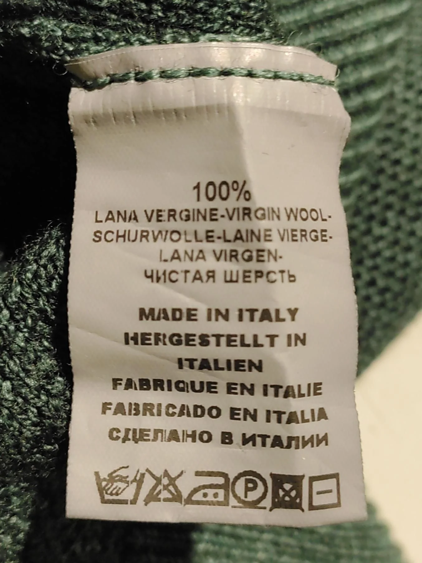 Gran Sasso Men's Jumper Chest: 40 in Green 100% Wool Mock Neck Pullover - Image 6