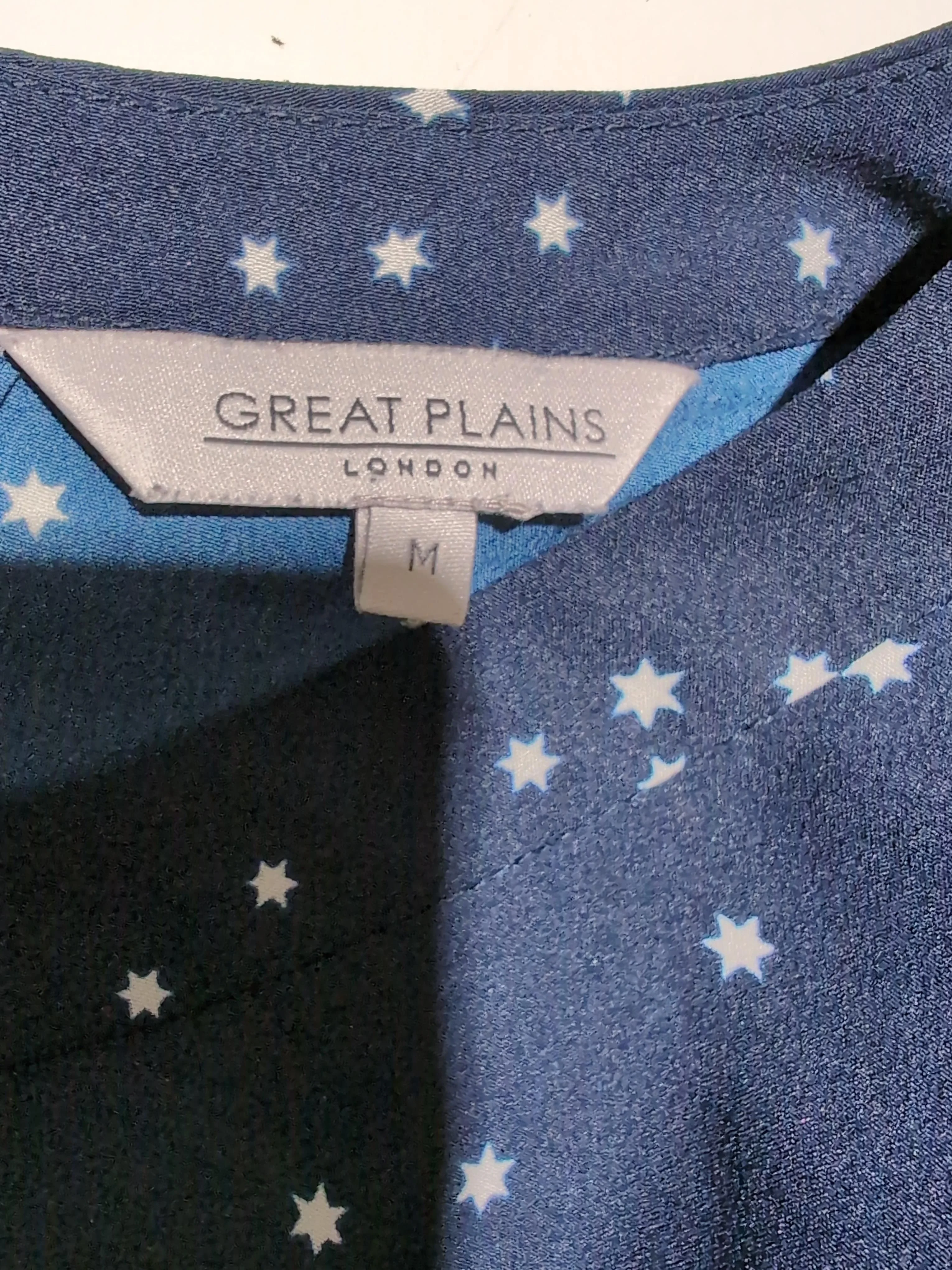 Great Plains Women's Top M Blue 100% Polyester 3/4 Sleeve Round Neck Basic - Image 5