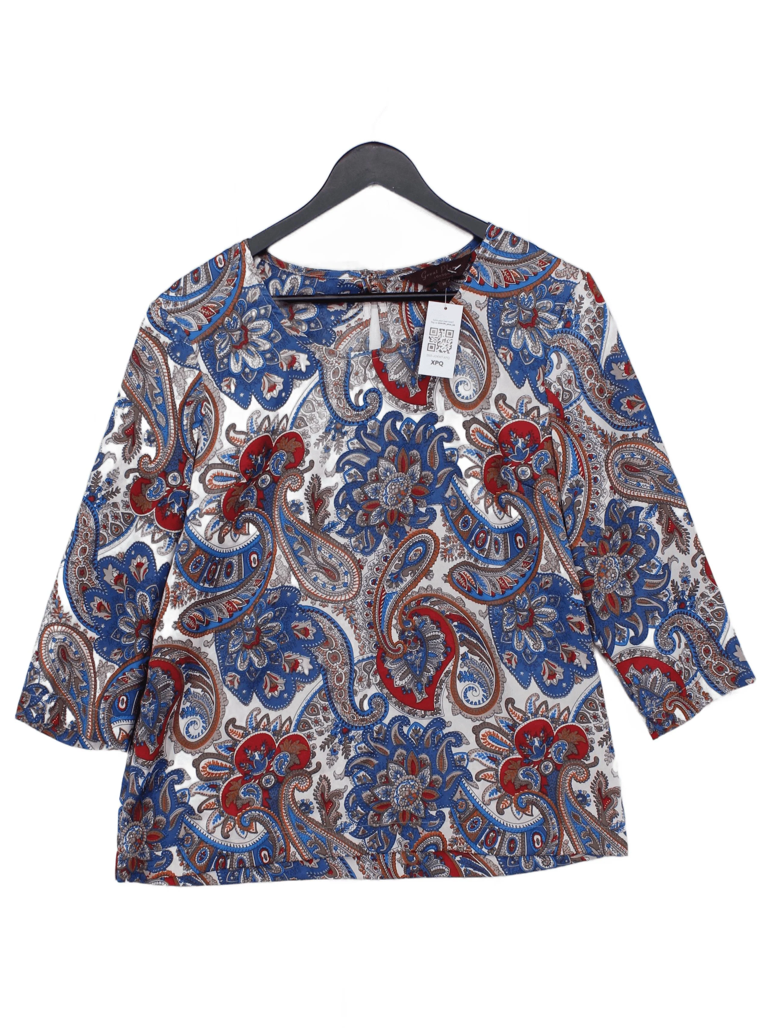 Great Plains Women's Top M Multi Paisley 100% Other 3/4 Sleeve Round Neck Basic