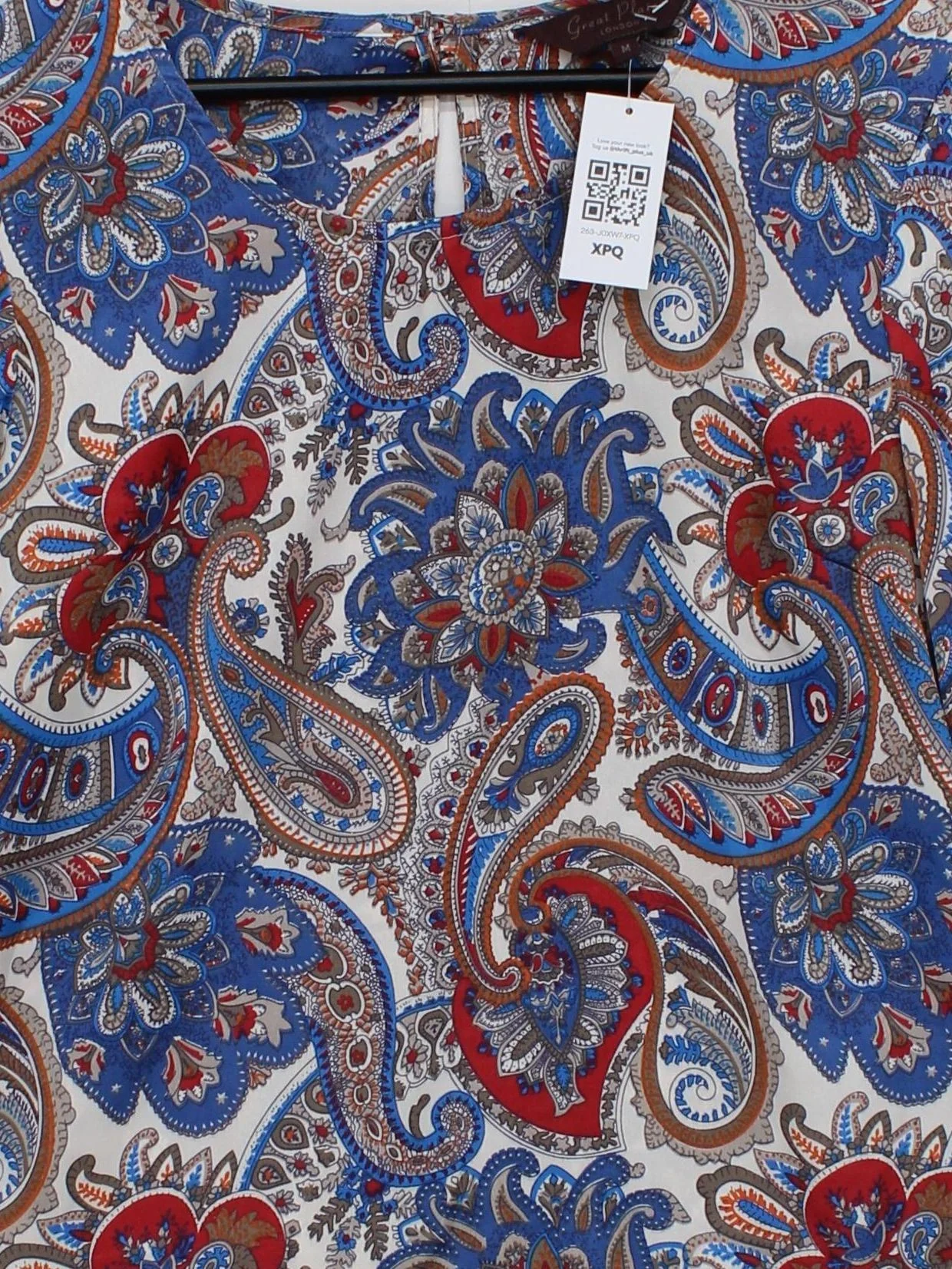 Great Plains Women's Top M Multi Paisley 100% Other 3/4 Sleeve Round Neck Basic - Image 3