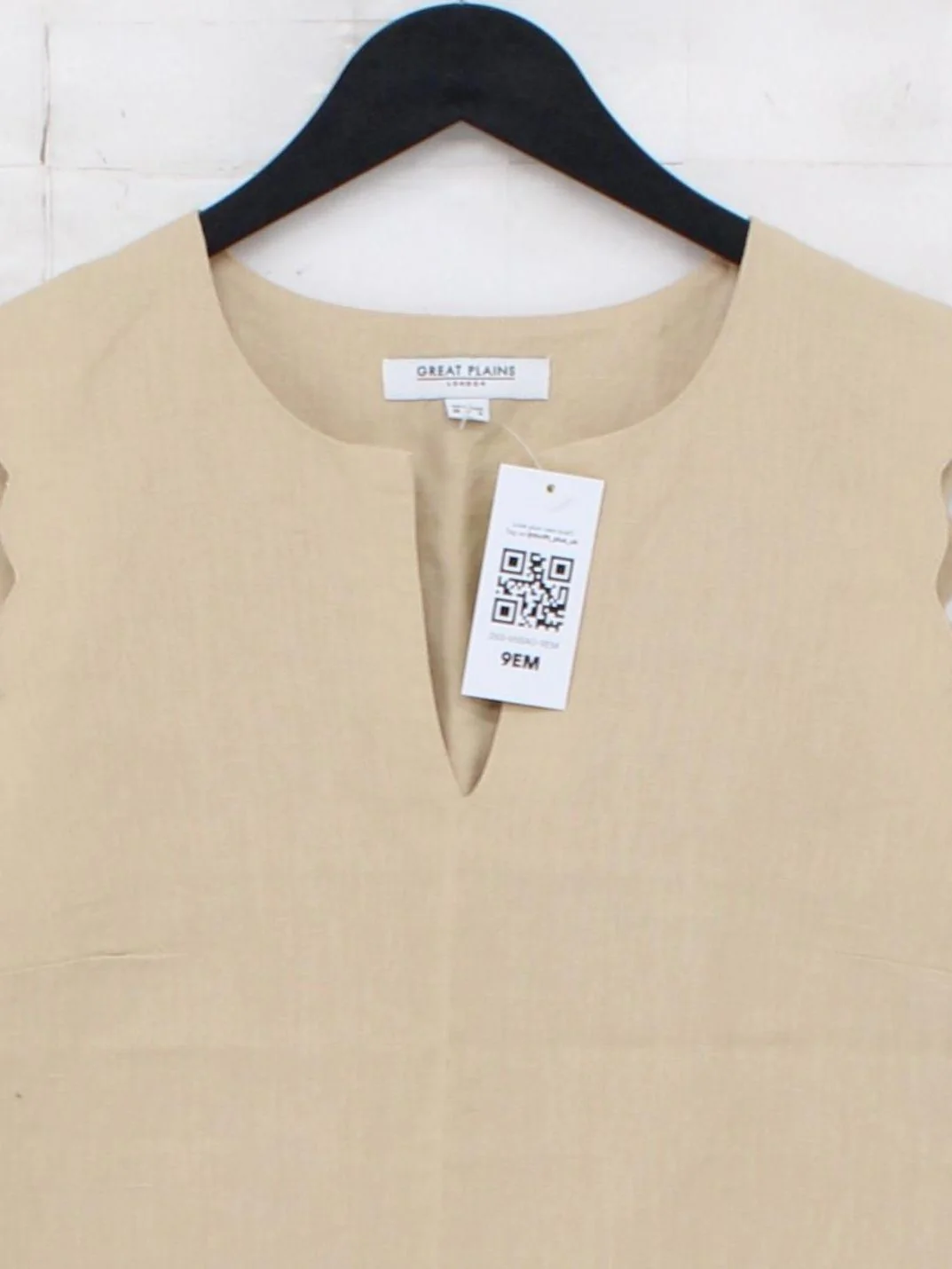 Great Plains Women's Top S Tan Linen with Cotton Sleeveless V-Neck Basic - Image 3