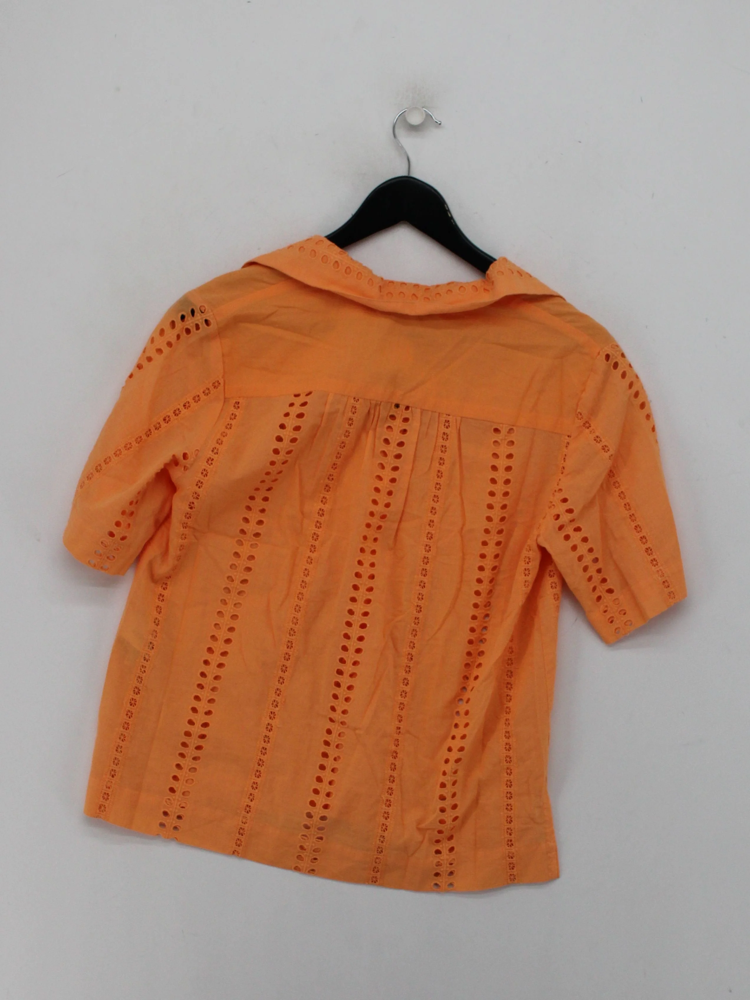 Great Plains Women's Top UK 8 Orange 100% Cotton Short Sleeve Collared Basic - Image 2