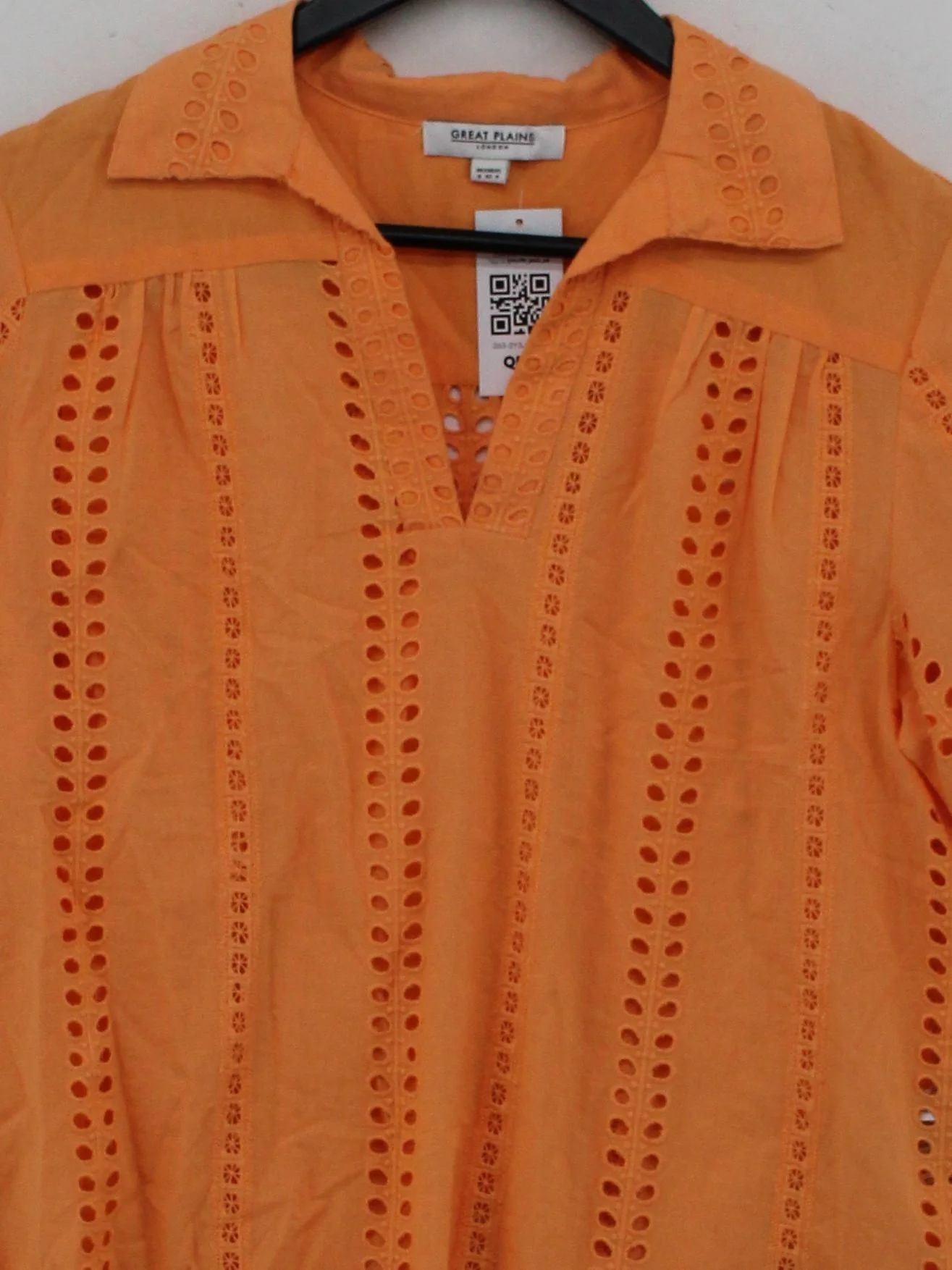 Great Plains Women's Top UK 8 Orange 100% Cotton Short Sleeve Collared Basic - Image 3
