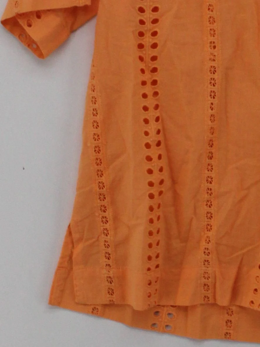 Great Plains Women's Top UK 8 Orange 100% Cotton Short Sleeve Collared Basic - Image 4