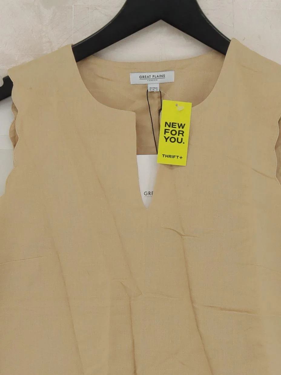 Great Plains Women's Top XL Tan Linen with Cotton Basic New with tags - Image 3