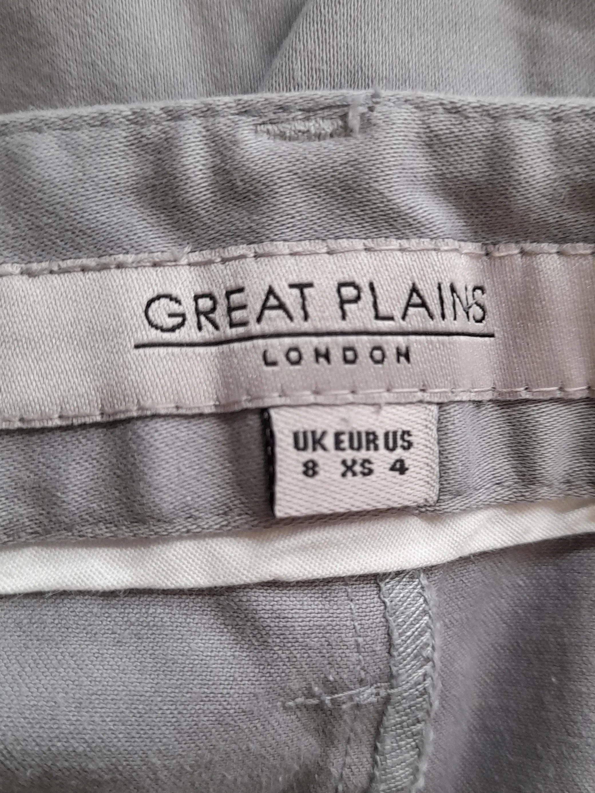 Great Plains Women's Trousers UK 8 Grey Cotton with Elastane Straight Cropped - Image 5