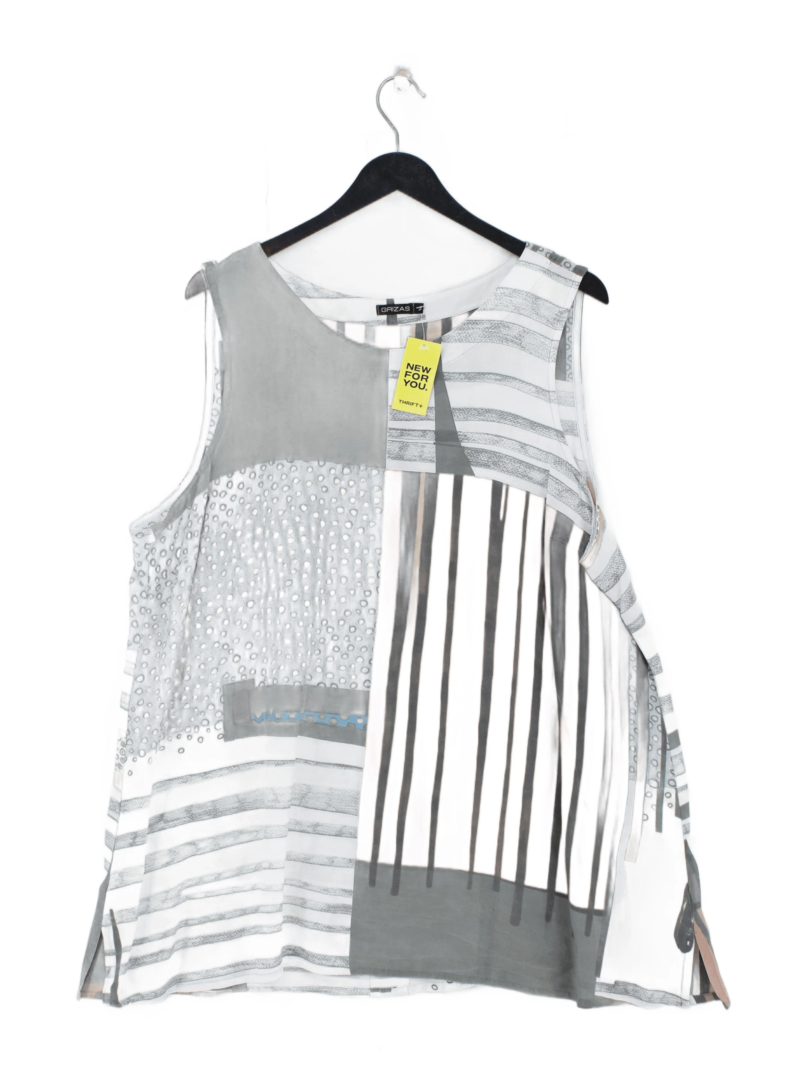 Grizas Women's Top XL Multi Silk with Other Sleeveless Round Neck Basic
