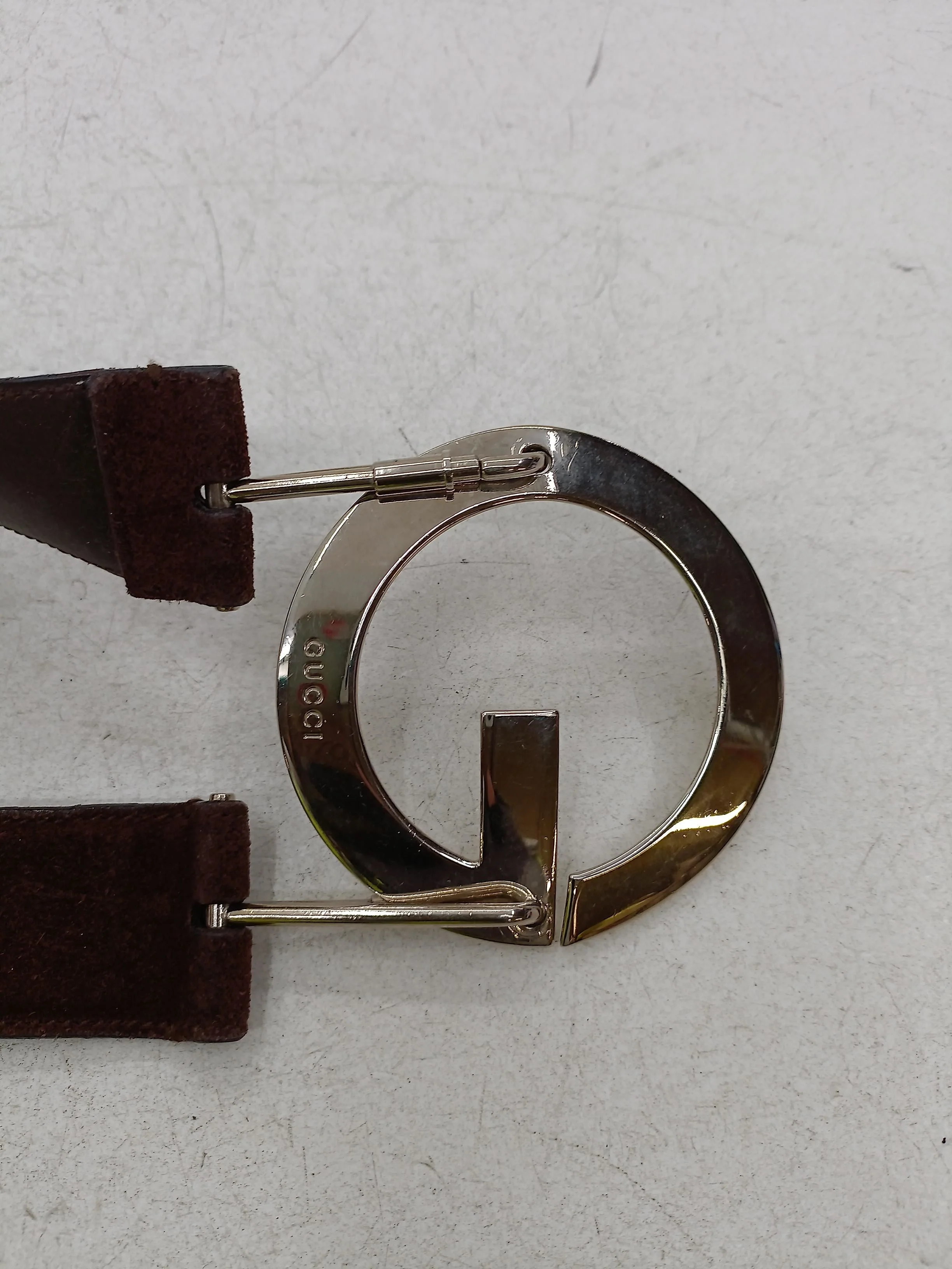 Gucci Men's Belt W 38 in Brown Suede with Leather Dress Belt - Image 3