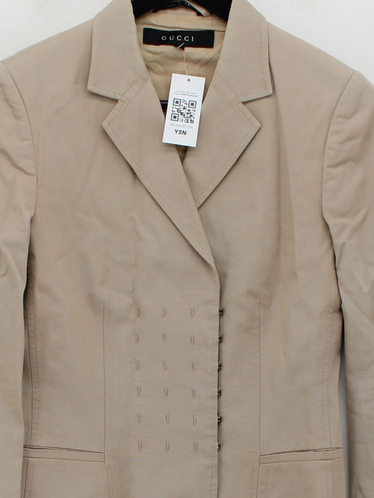 Gucci Women's Blazer UK 10 Tan 100% Cotton Overcoat - Image 3