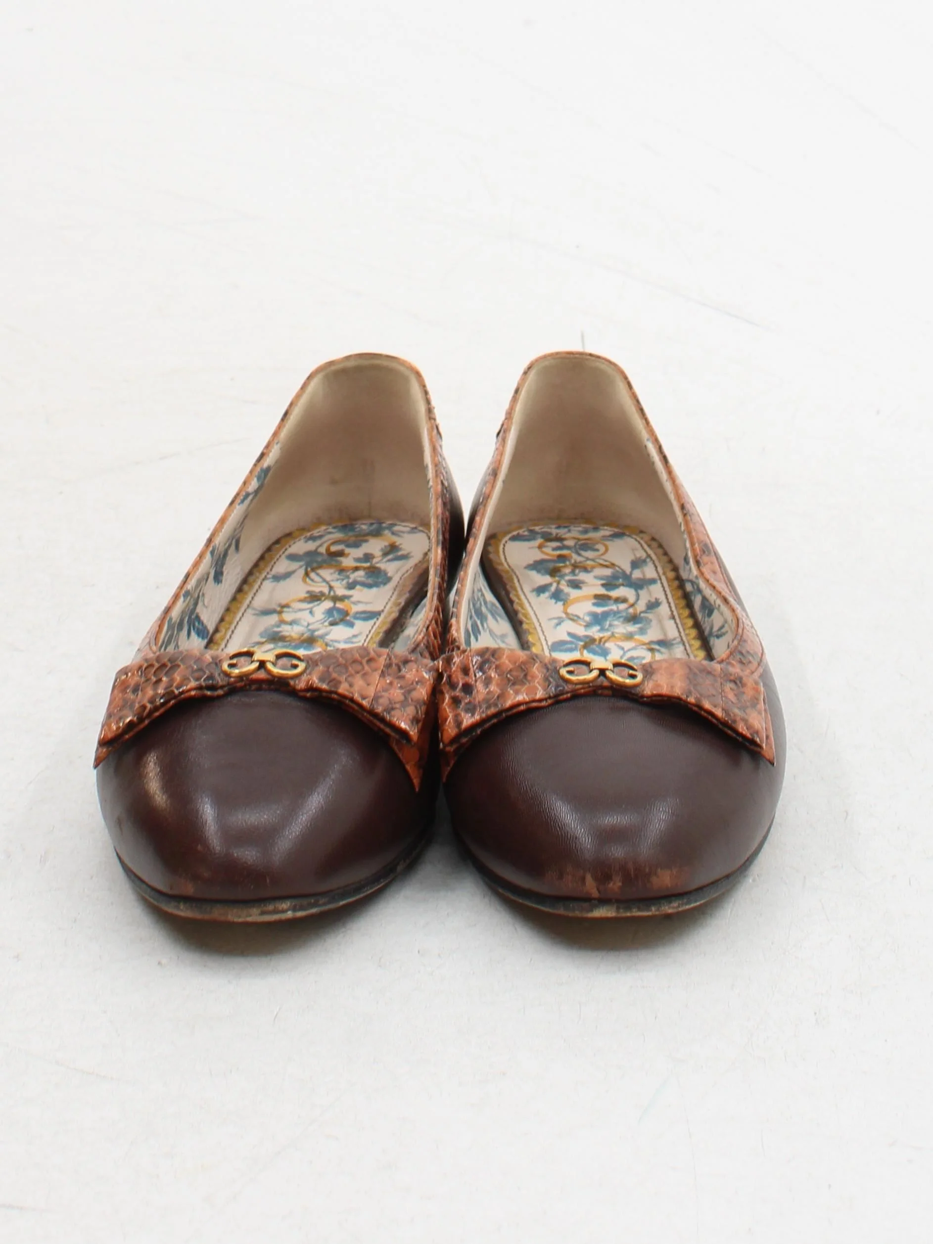 Gucci Women's Flat Shoes UK 5.5 Brown Animal Print Leather with Leather Ballet - Image 2