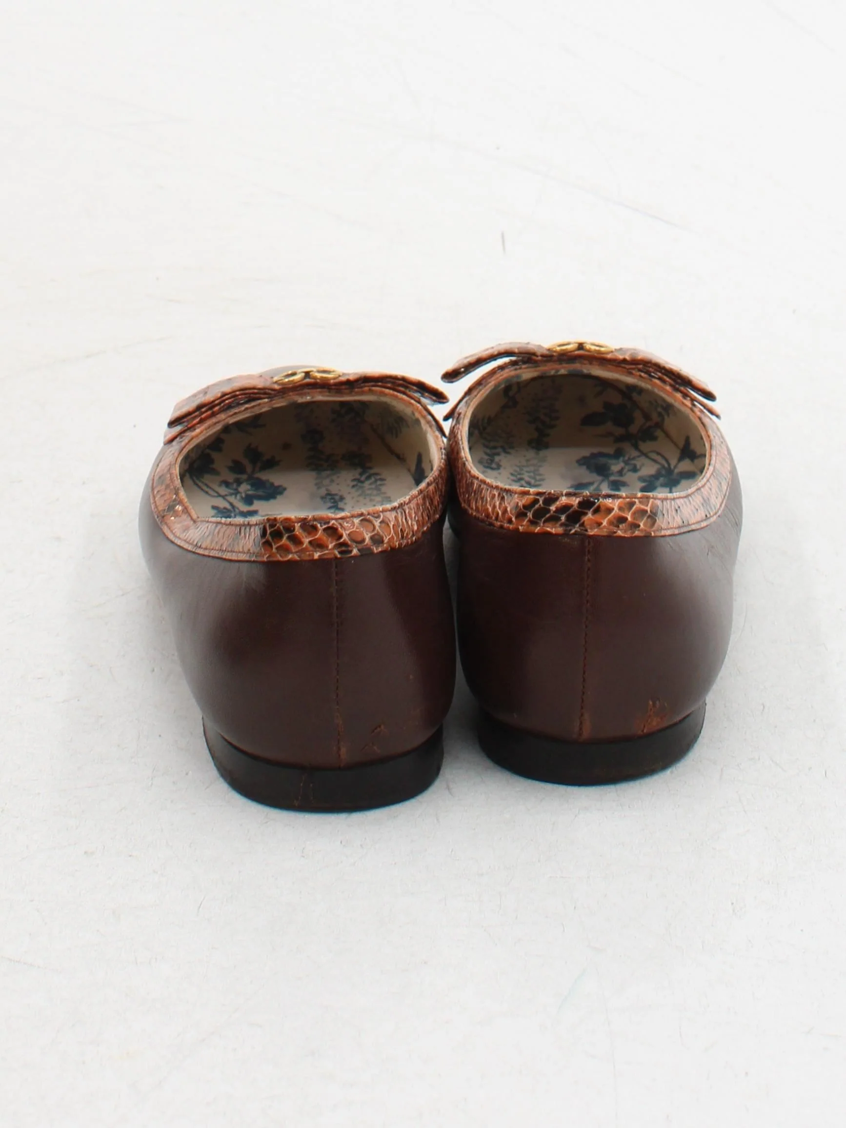 Gucci Women's Flat Shoes UK 5.5 Brown Animal Print Leather with Leather Ballet - Image 3