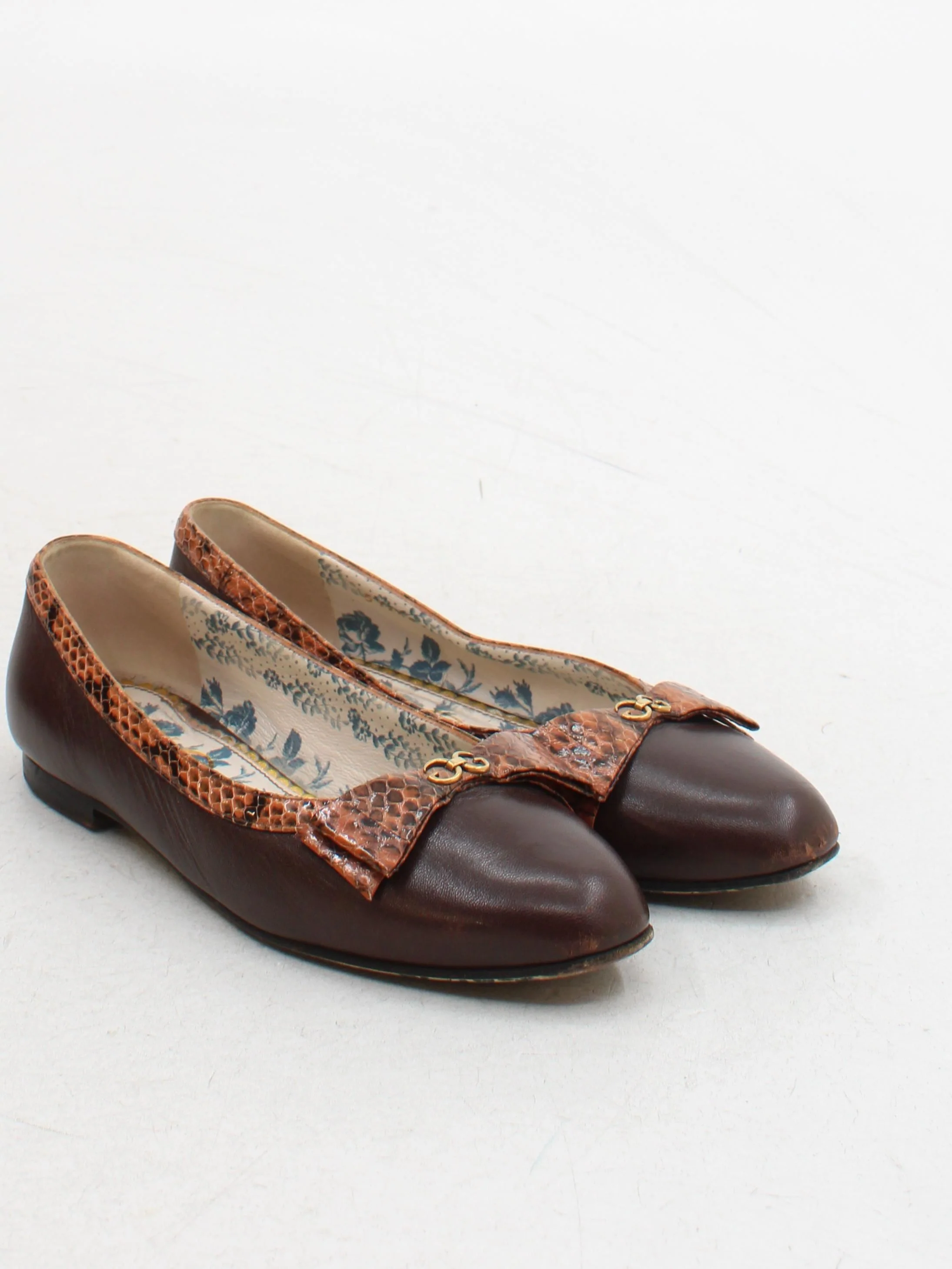 Gucci Women's Flat Shoes UK 5.5 Brown Animal Print Leather with Leather Ballet - Image 4