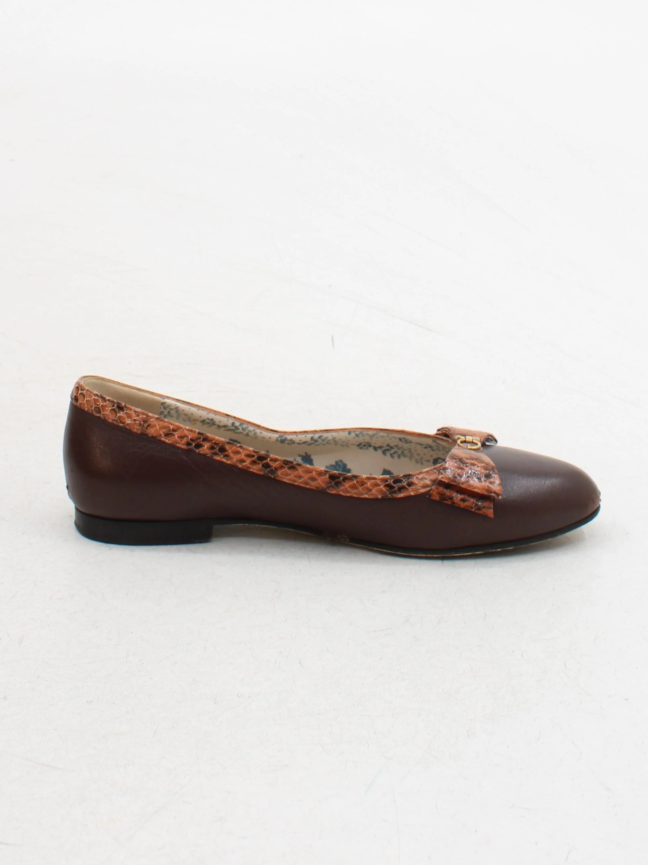 Gucci Women's Flat Shoes UK 5.5 Brown Animal Print Leather with Leather Ballet - Image 5