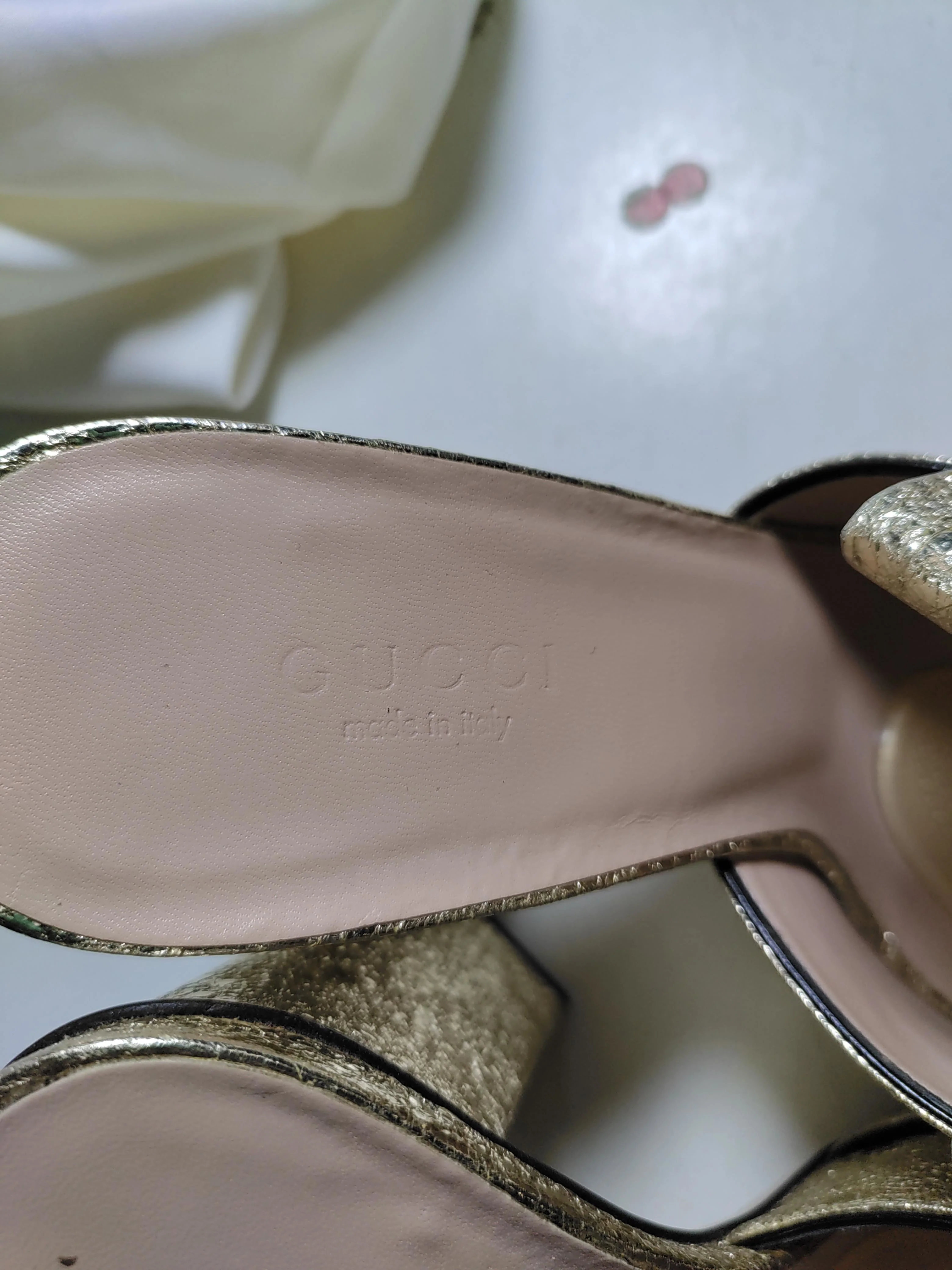 Gucci Women's Heels UK 5.5 Gold 100% Other Mule - Image 9