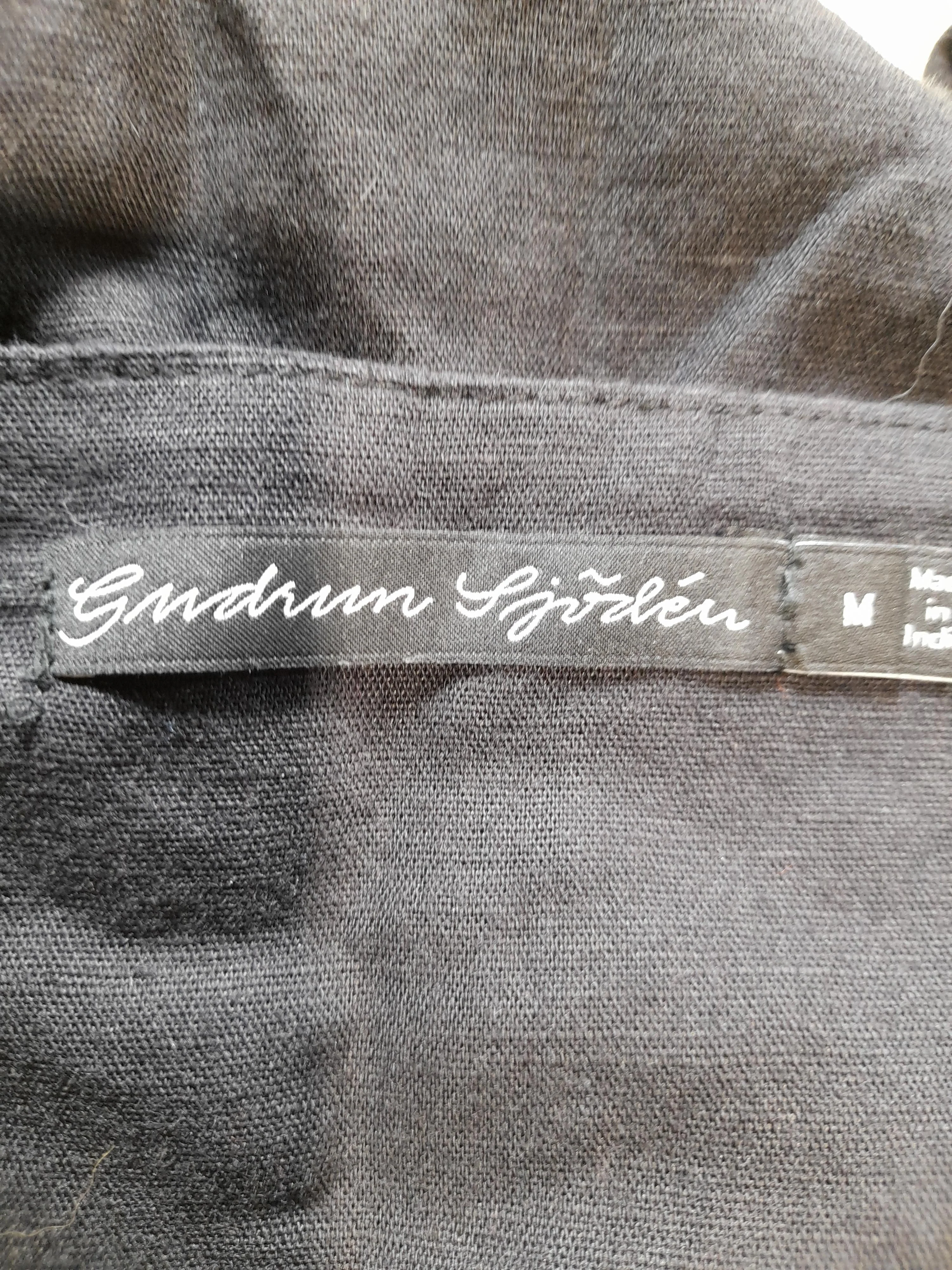Gudrun Sjöden Women's Blouse M Black 100% Linen 3/4 Sleeve Round Neck Basic - Image 5