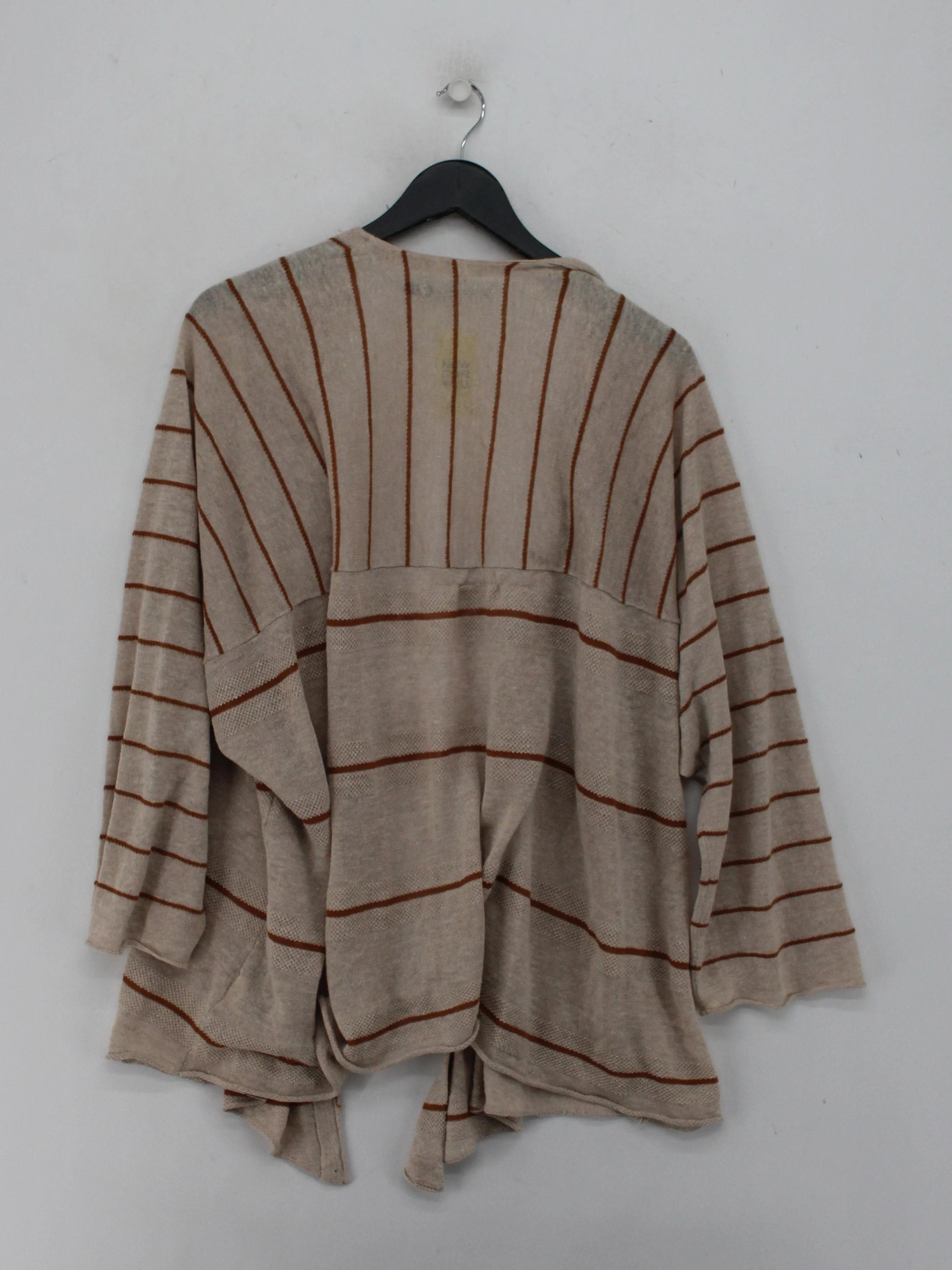 Gudrun Sjöden Women's Cardigan L Cream Striped 100% Linen Mock Neck Cardigan - Image 2