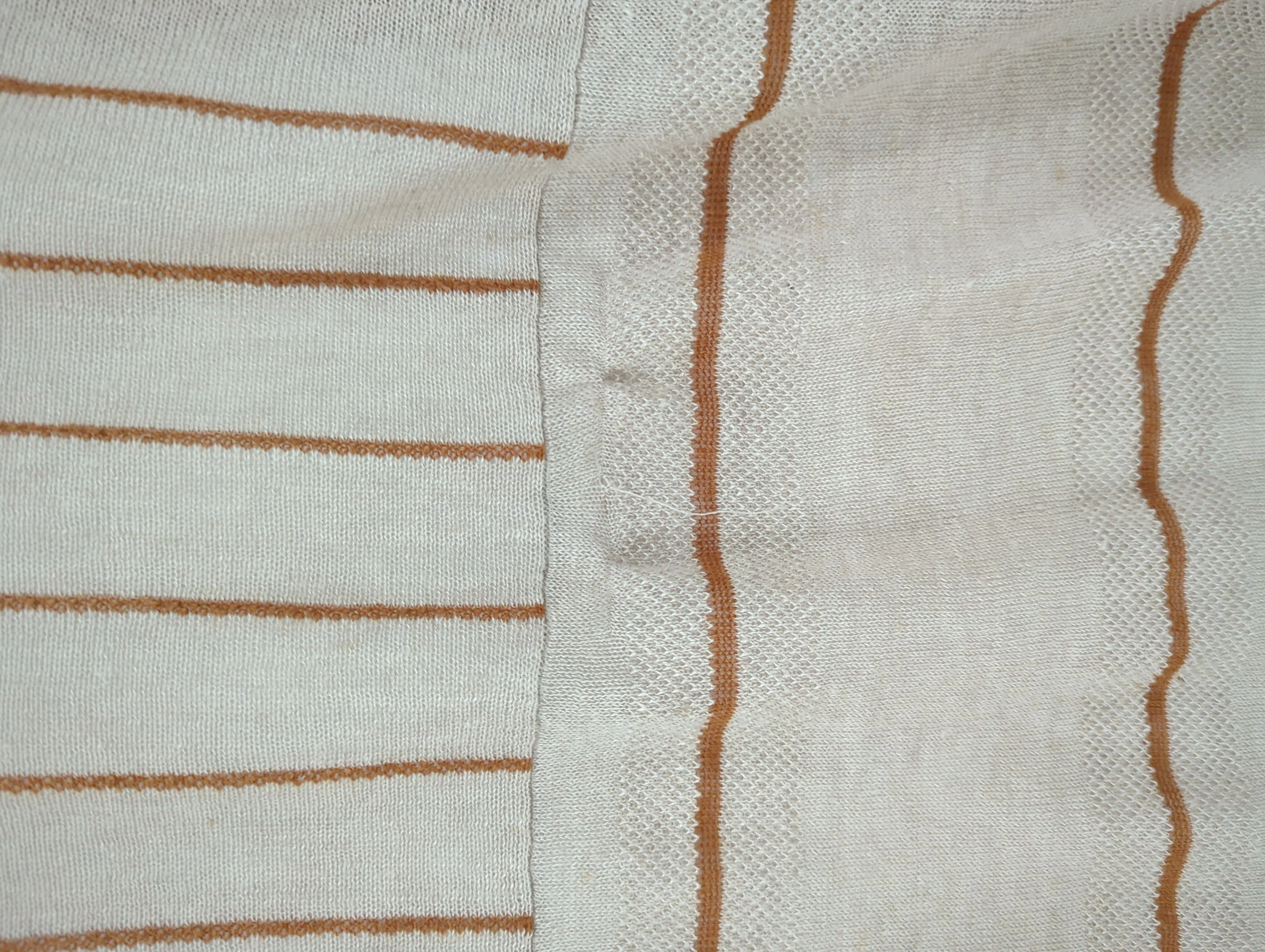 Gudrun Sjöden Women's Cardigan L Cream Striped 100% Linen Mock Neck Cardigan - Image 5