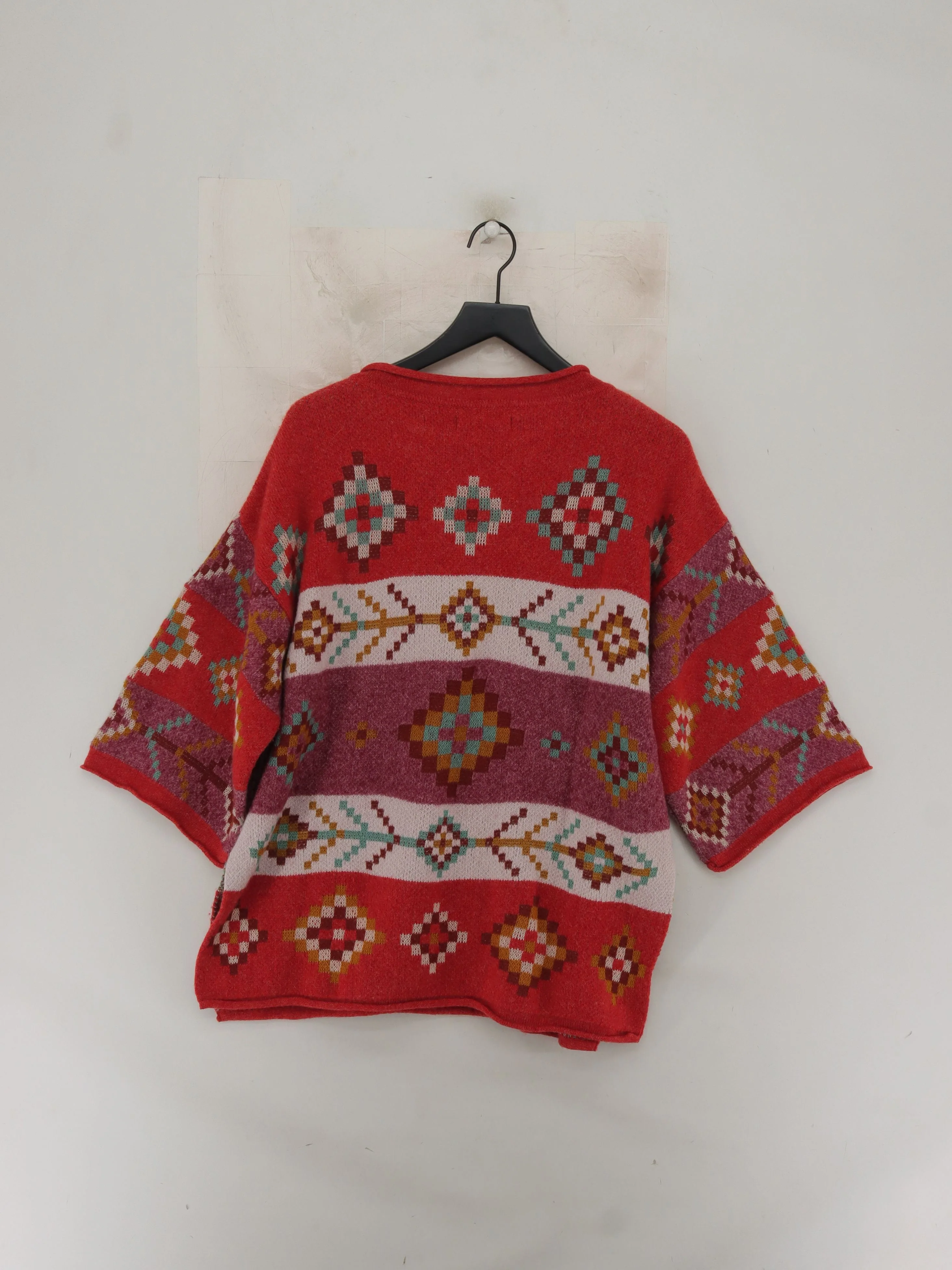 Gudrun Sjöden Women's Jumper L Red Geometric 100% Cotton Round Neck Pullover - Image 2