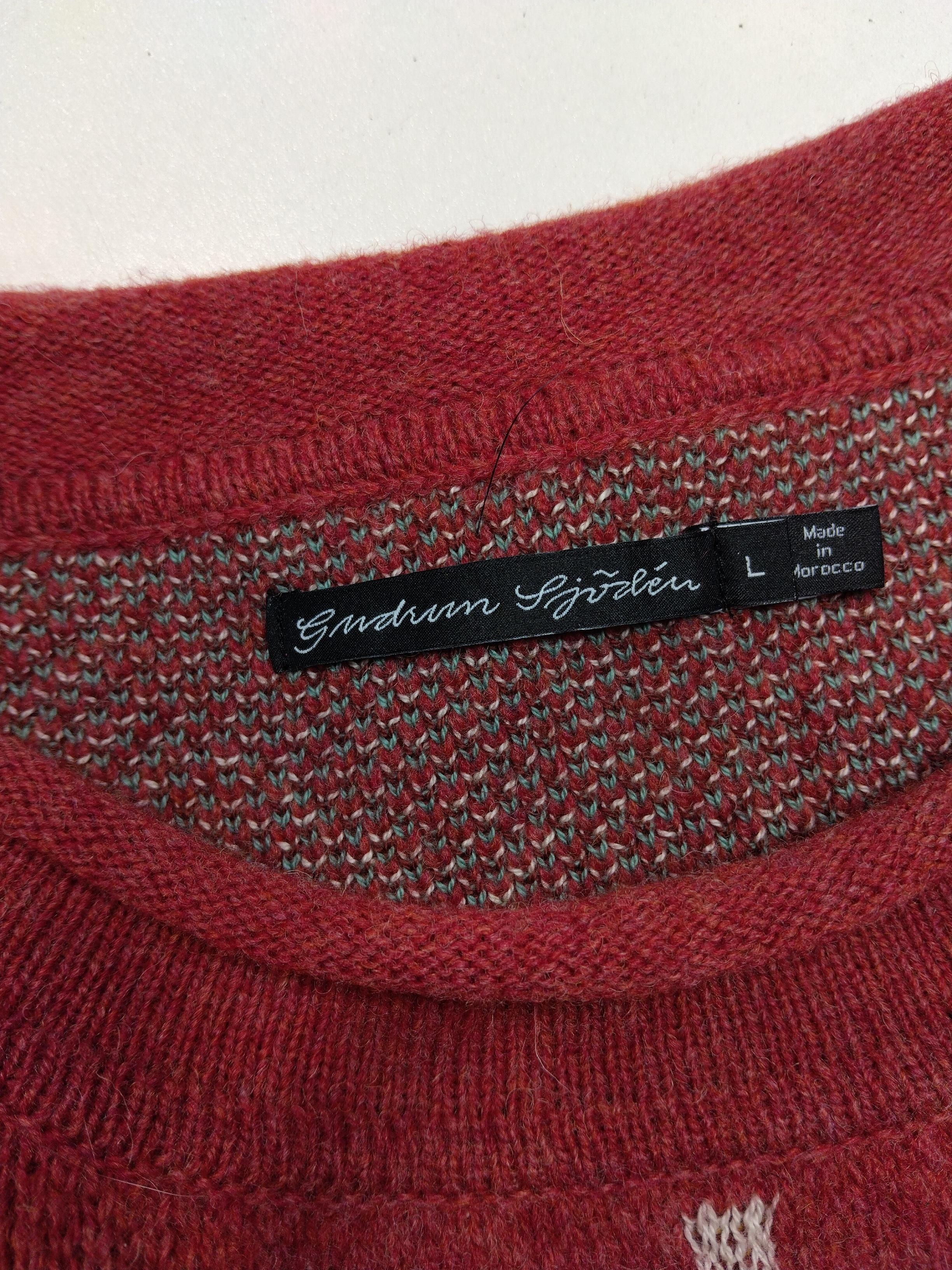 Gudrun Sjöden Women's Jumper L Red Geometric 100% Cotton Round Neck Pullover - Image 5